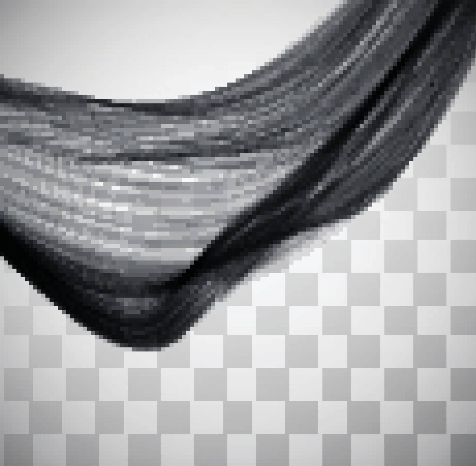 Closeup of long human hair. Vector illustraion on chekered background
