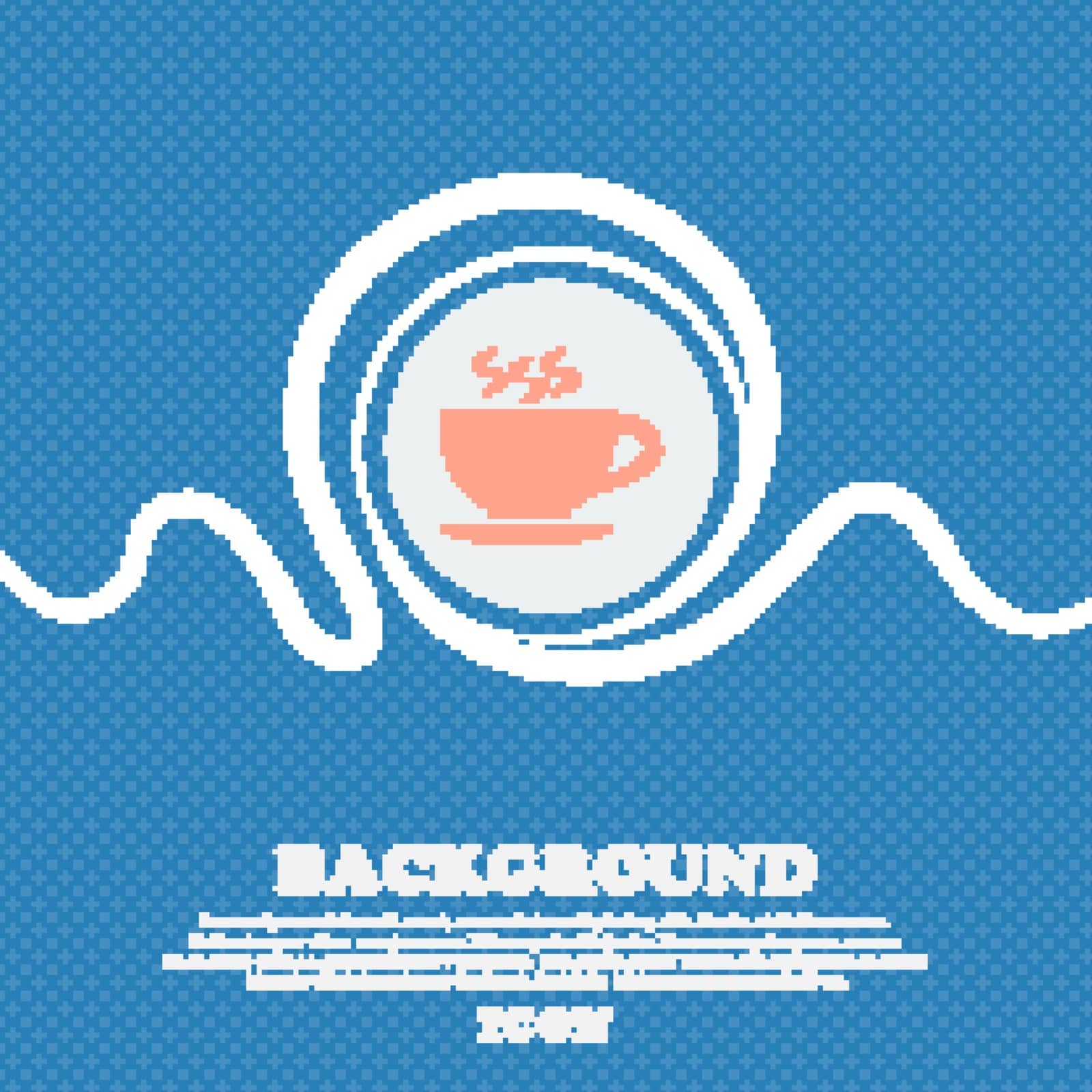 The tea and cup icon sign. Blue and white abstract background flecked with space for text and your design. Vector illustration