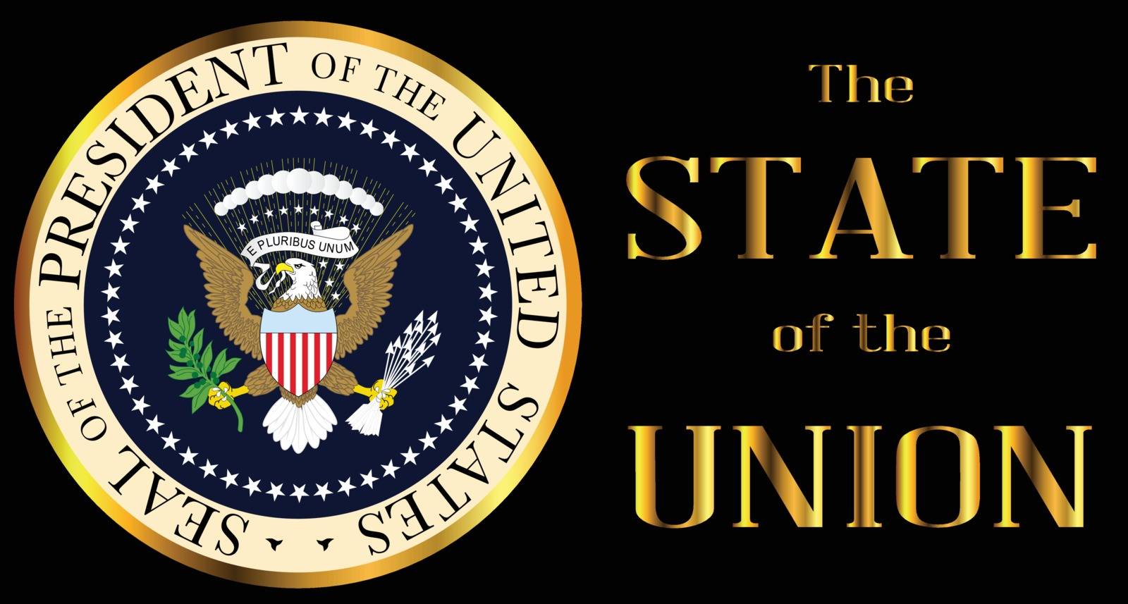 A depiction of the seal of the president of the United States of America with the text The State Of The Union