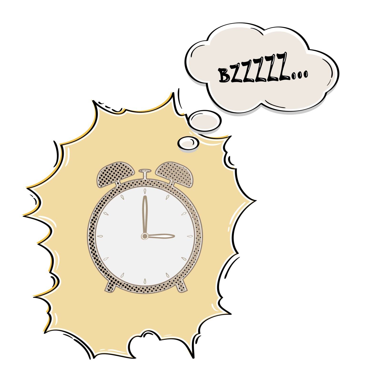 brown alarm clock in retro comic style