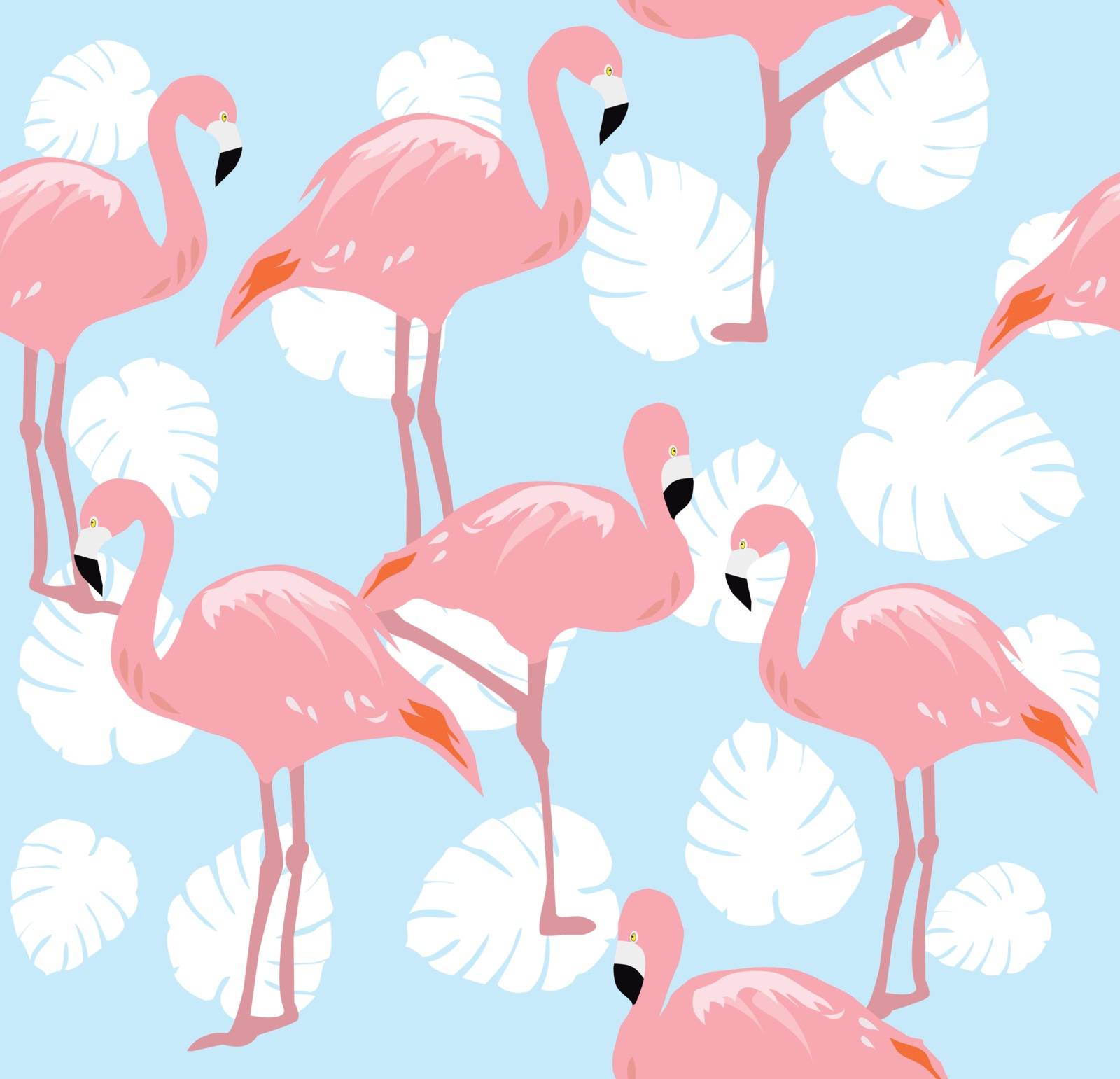 Flamingos Seamless Background by Lilac