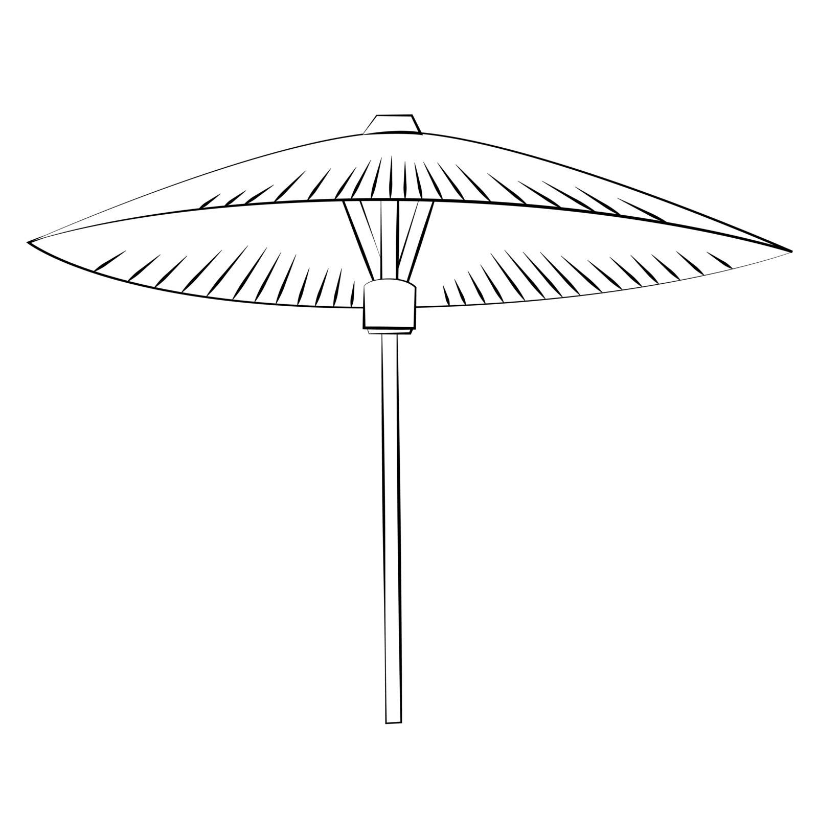 Black outline vector umbrella on white background.