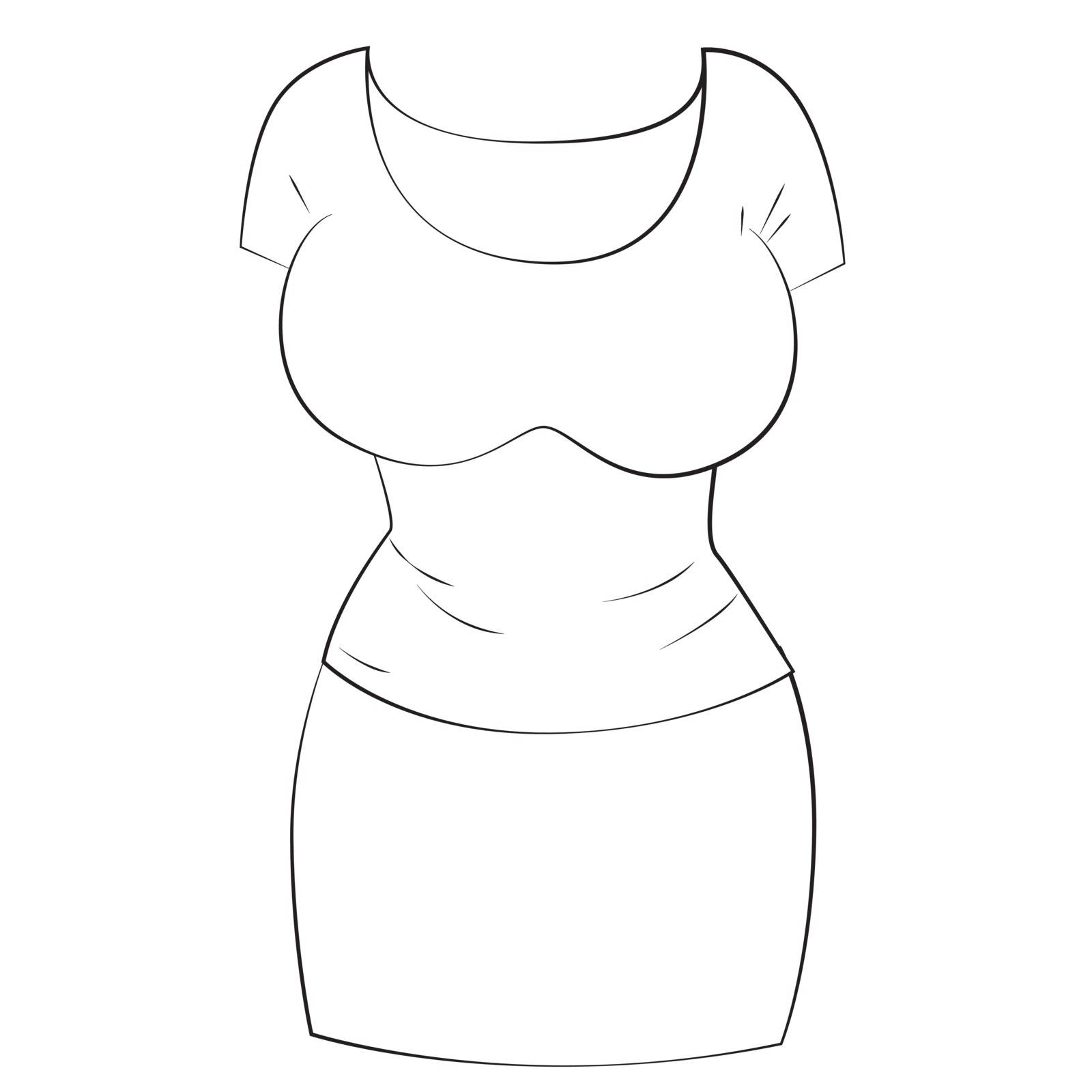 Black outline vector Clothing women on white background.