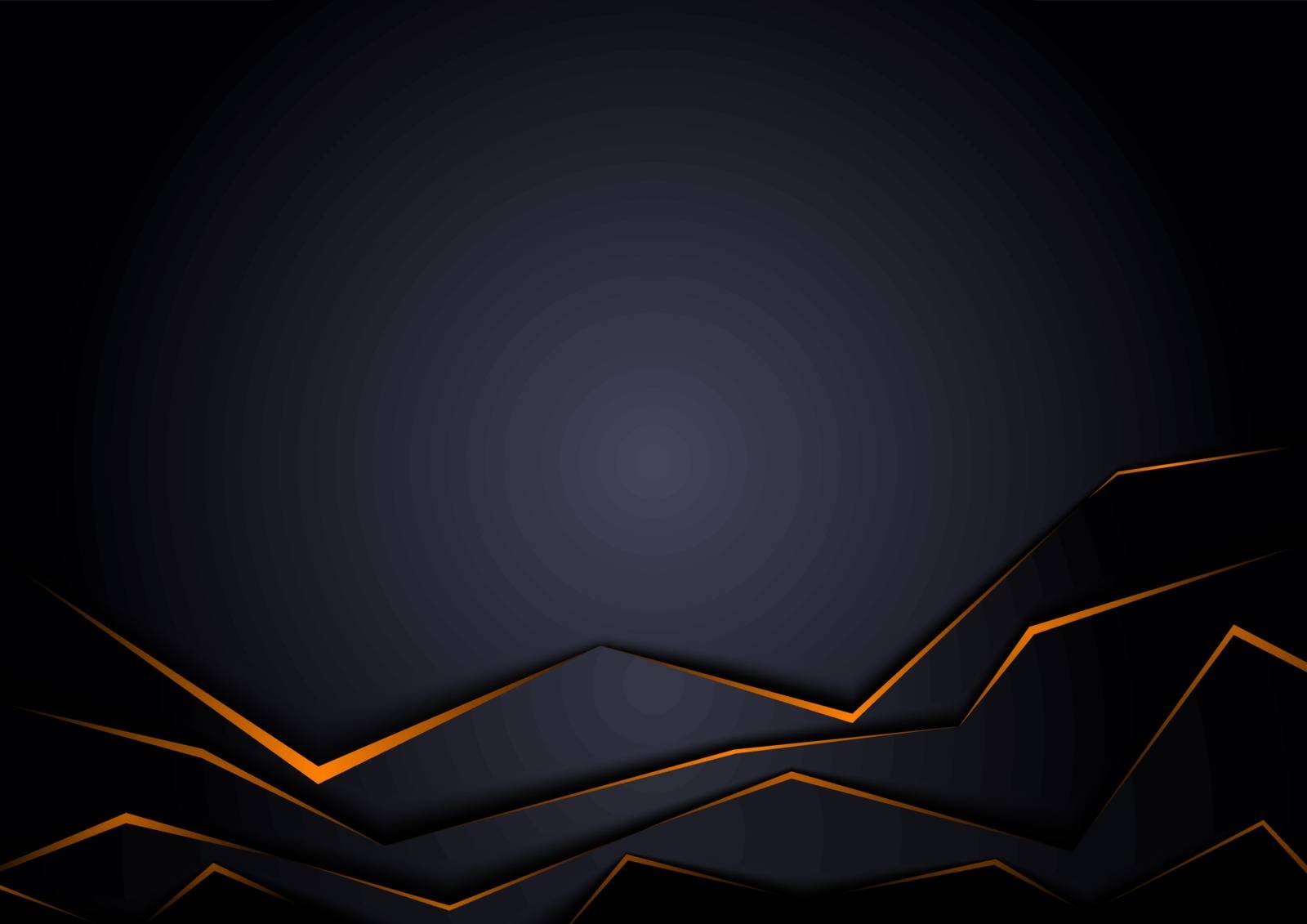 Black Background with Orange Edges - Modern Geometric Illustration, Vector