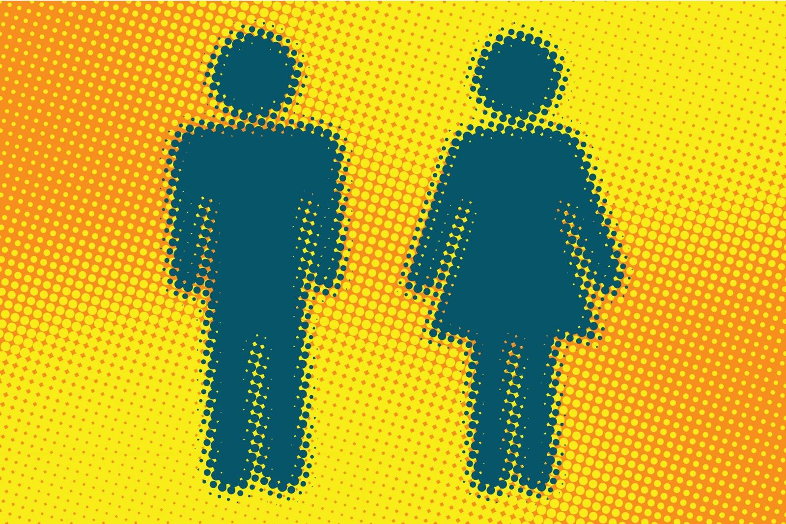 Male and female WC icon pop art retro vector illustration