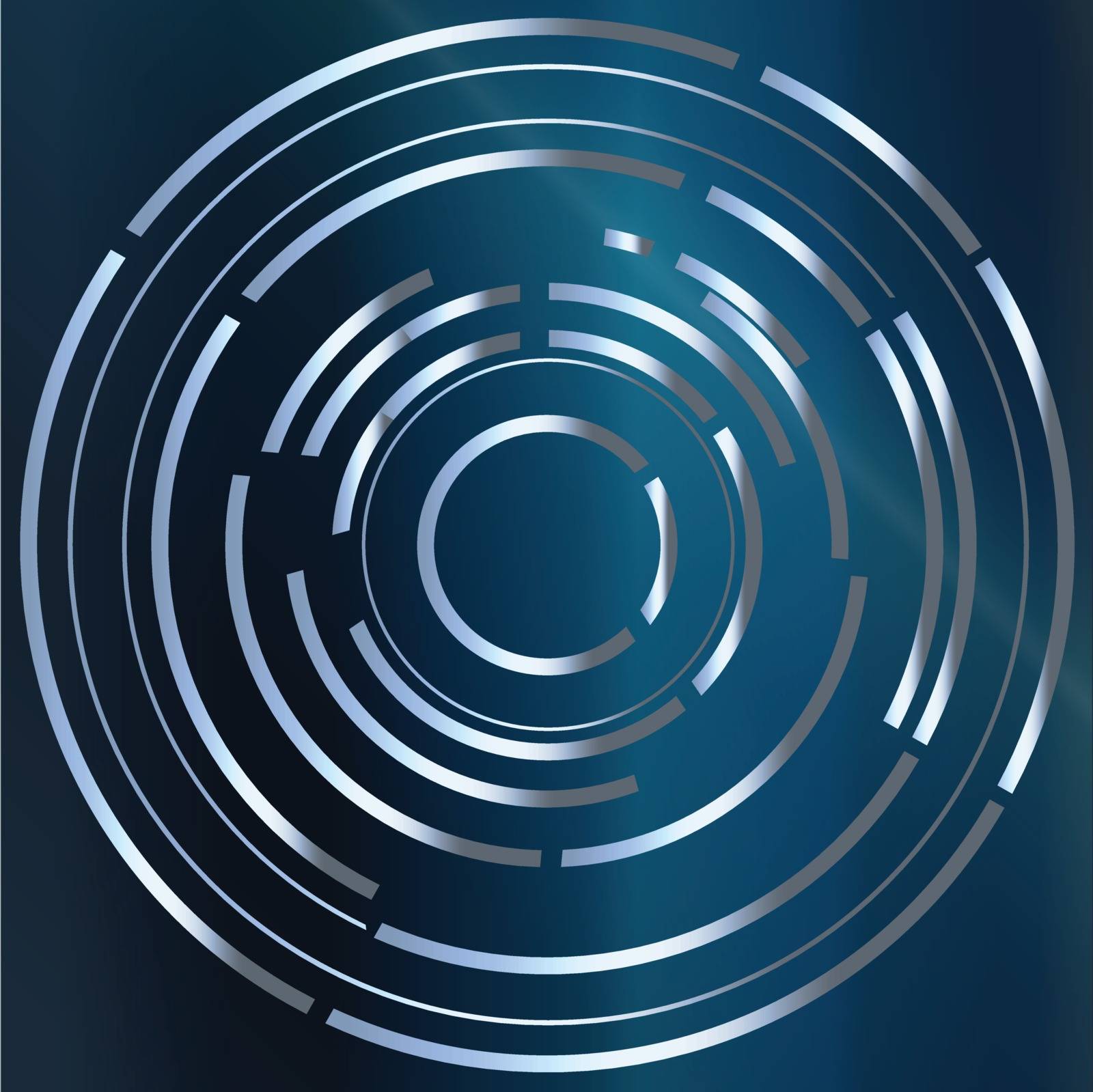 A circular maize style image over a blue metal background