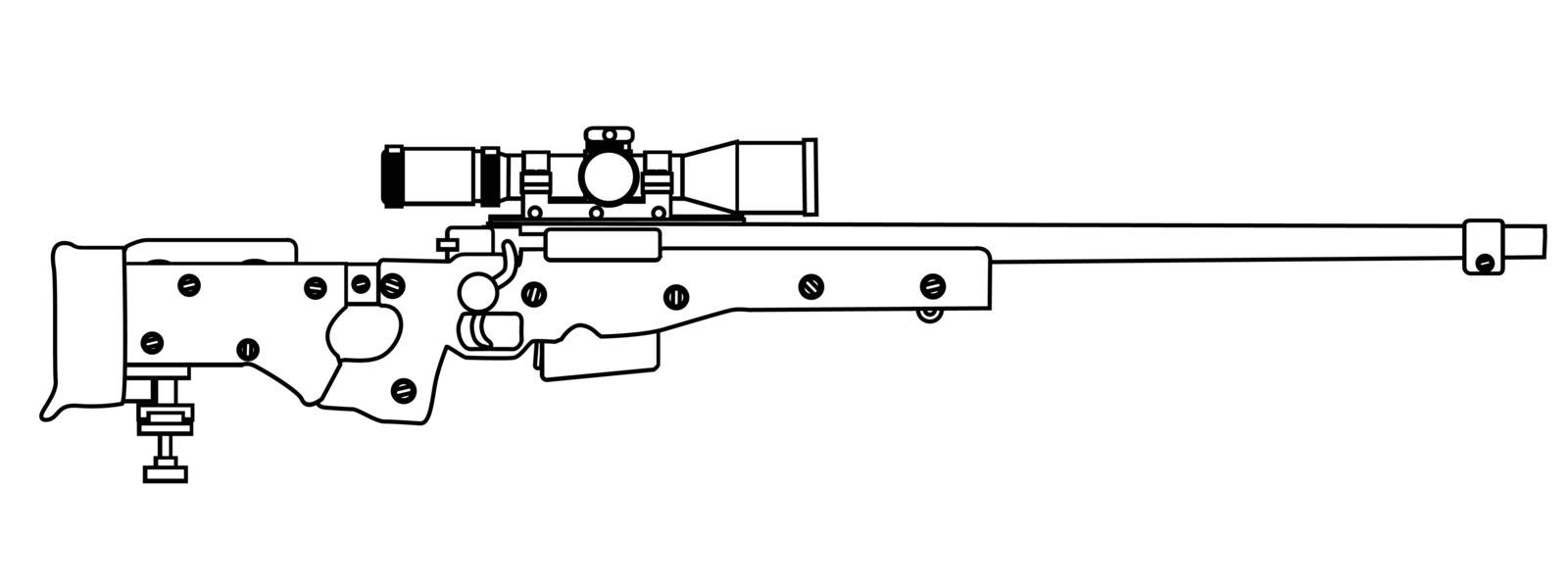 A modern sniper rifle isolated on white.