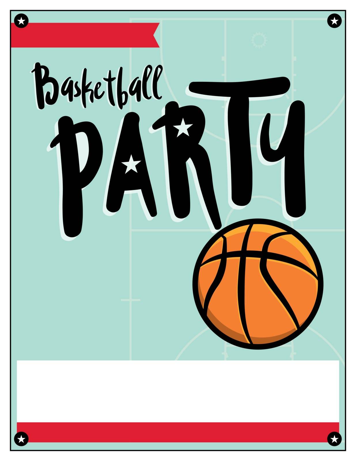 A blank template illustration invitation for a basketball theme. Vector EPS 10 file is layered.