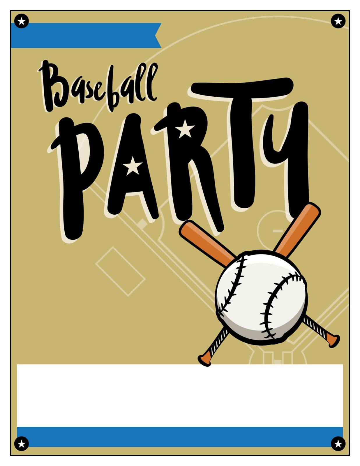 Baseball Party Invitation Template Illustration by enterlinedesign