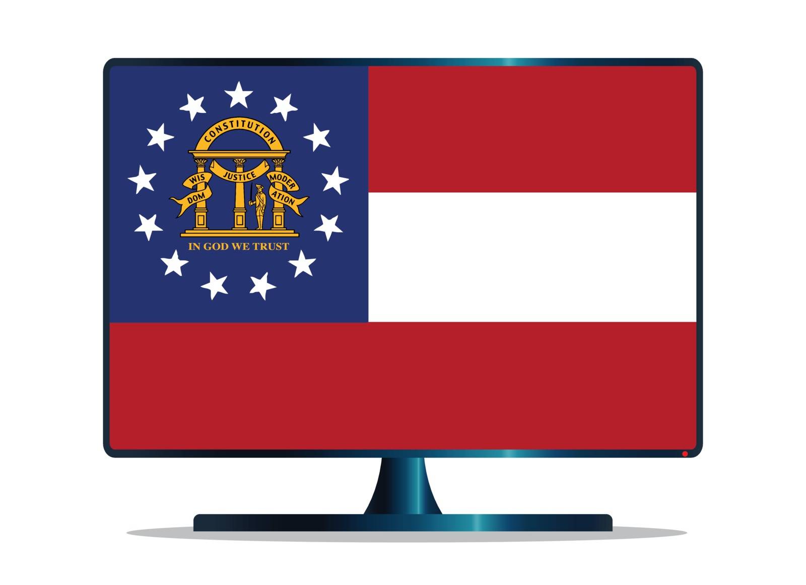 A TV or computer screen with the Georgia state flag
