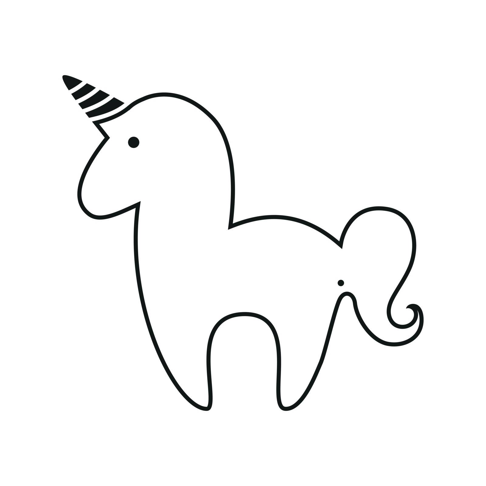 Unicorn. Magic horse with horn and wings. Unicorn silhouette on background. Vector illustration. 