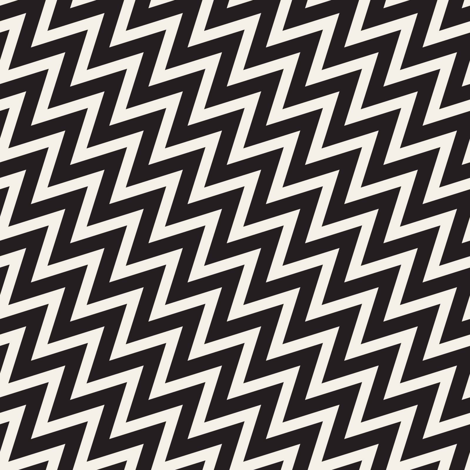 Vector Seamless Black and White ZigZag Diagonal Lines Geometric Pattern by Samolevsky