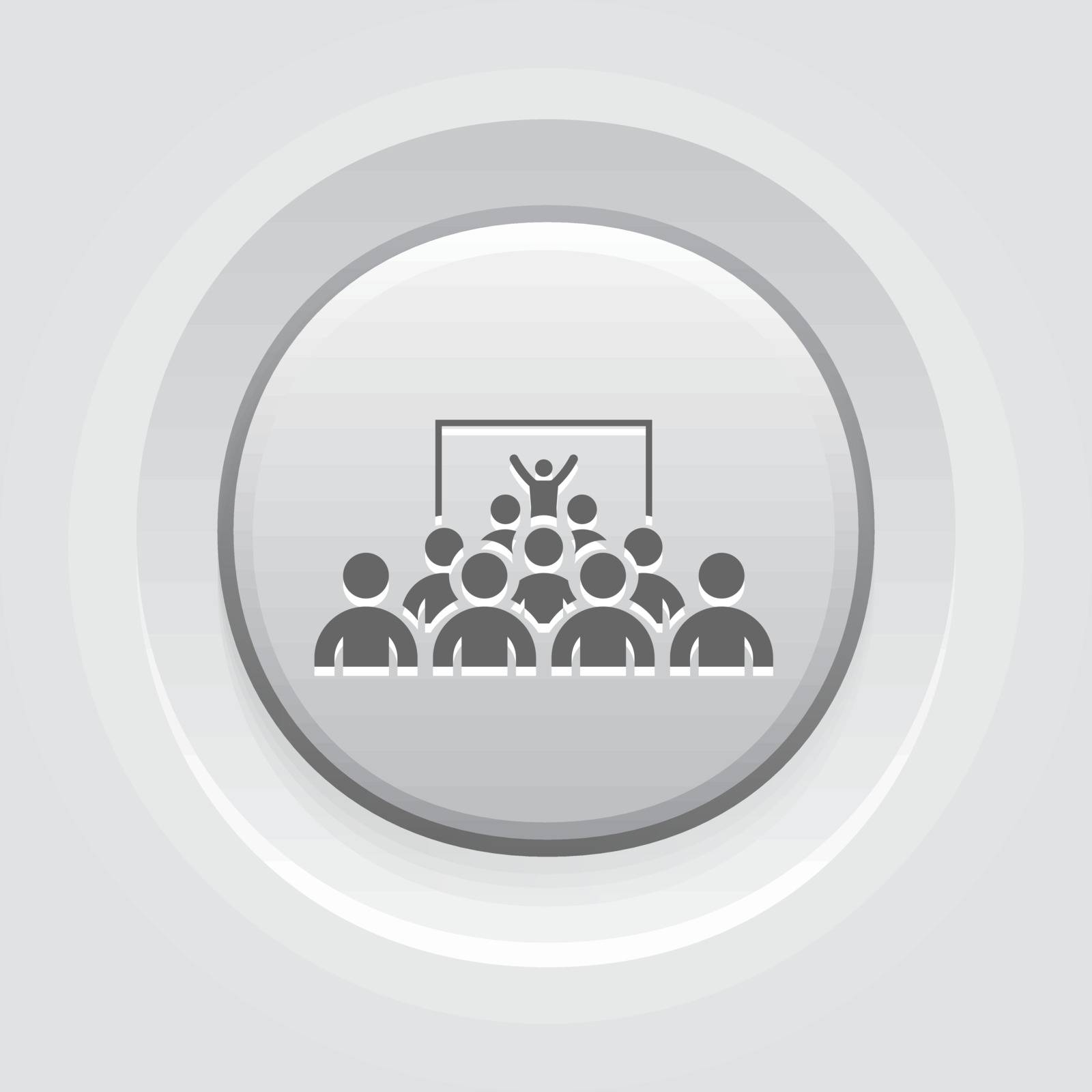 Training Icon. Business Concept. Group of People on Conference. Grey Button Design. Isolated Illustration. App Symbol or UI element.