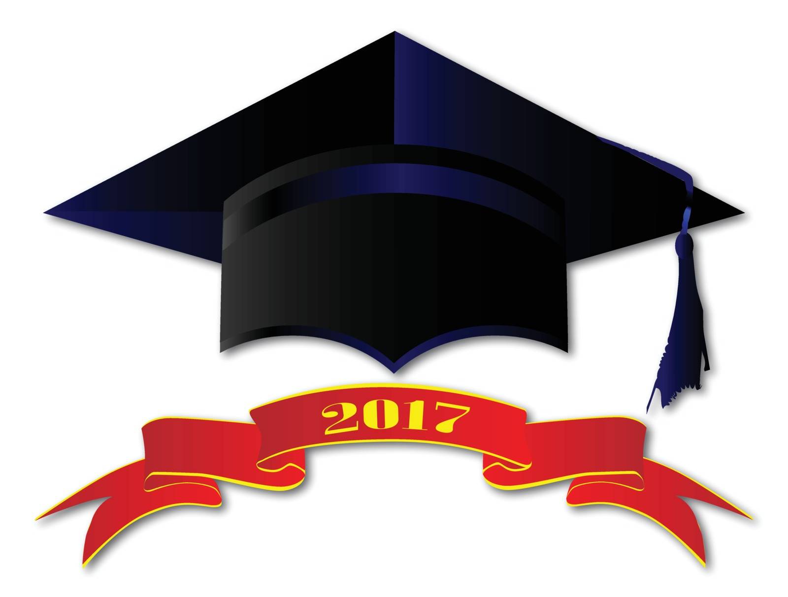 A university cap with banner showing 2017