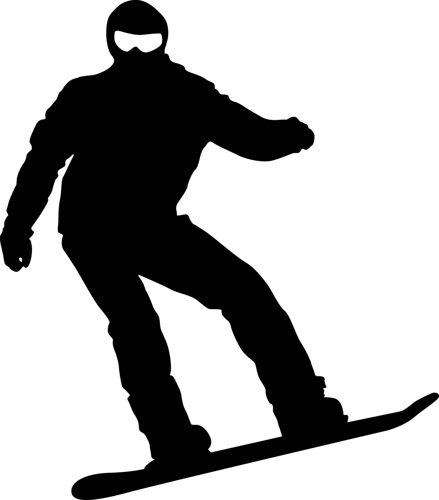 Black silhouettes snowboarders on white background. Vector illu by aarrows
