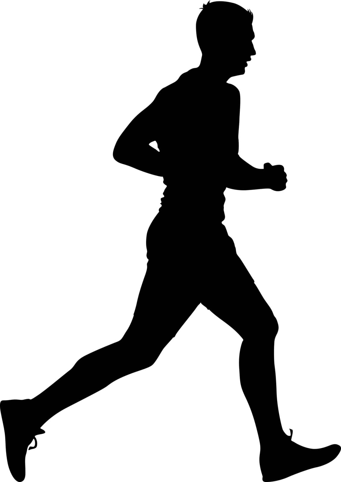 Silhouettes Runners on sprint, men. vector illustration. by aarrows
