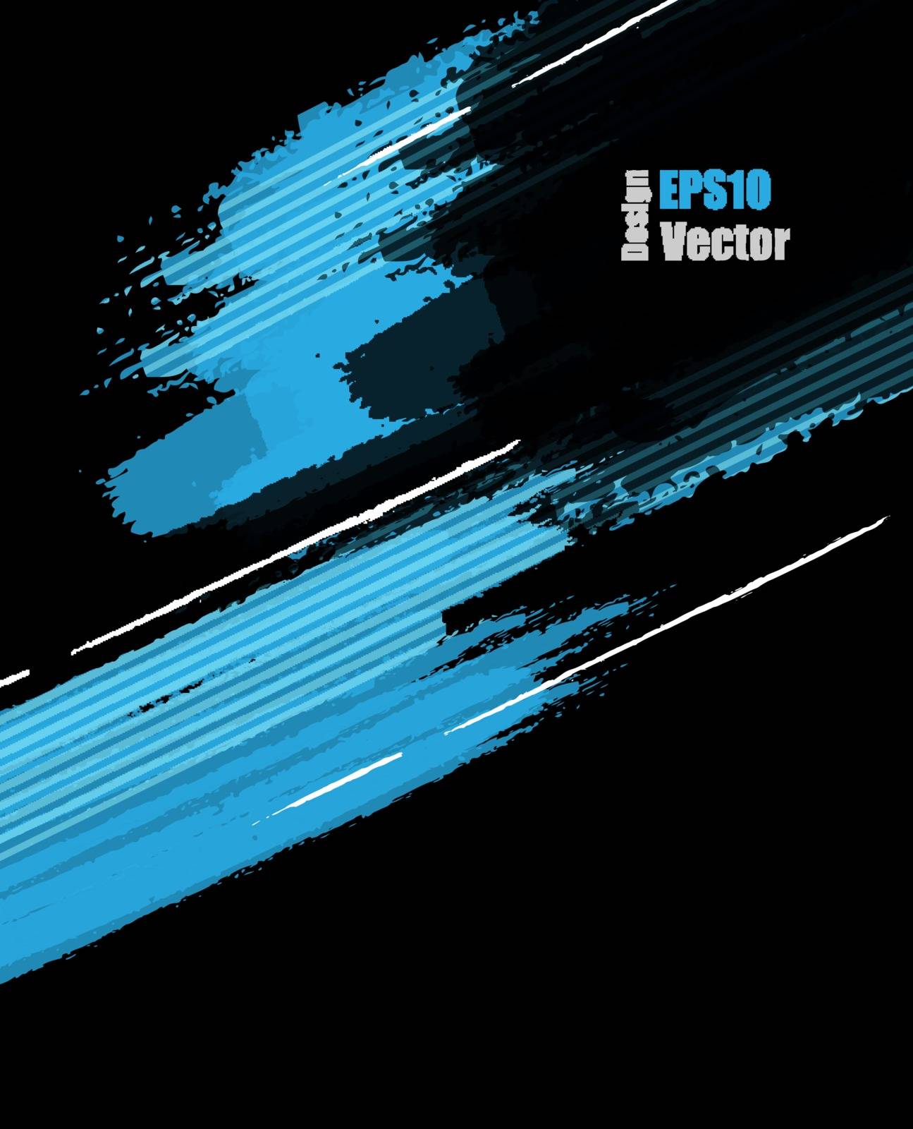 Blue grungy vector background. Elements for design. Hand drawn ink blotchs. Eps10