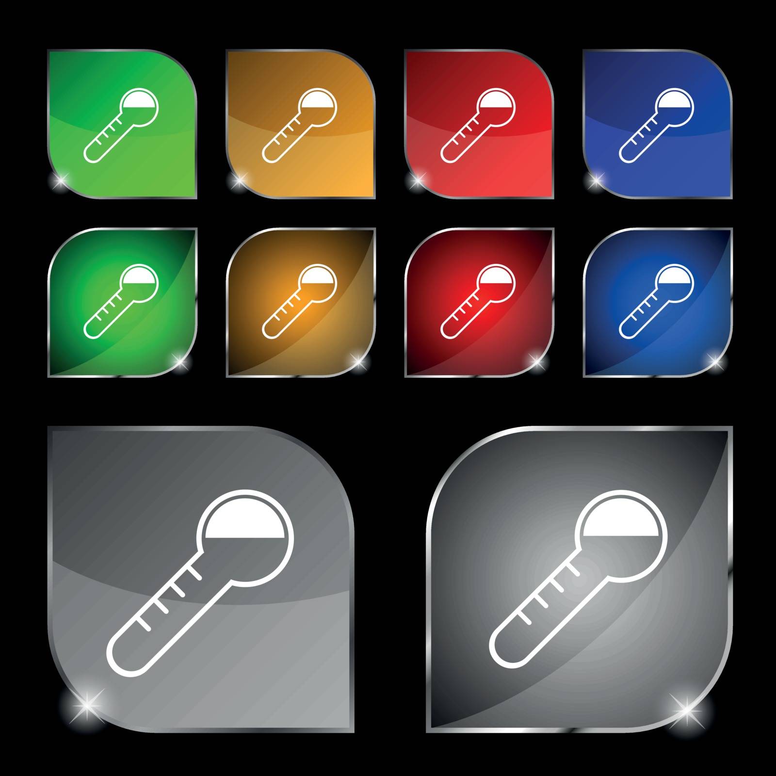 Thermometer icon sign. Set of ten colorful buttons with glare. Vector sign. Set of ten colorful buttons with glare. Vector by serhii_lohvyniuk