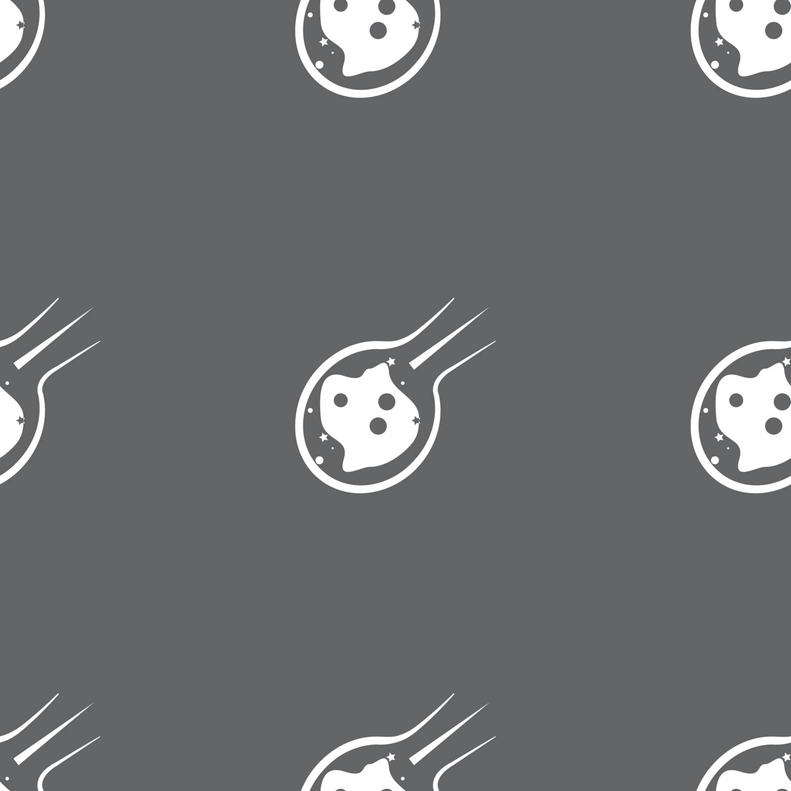 Flame meteorite icon sign. Seamless pattern on a gray background. Vector illustration