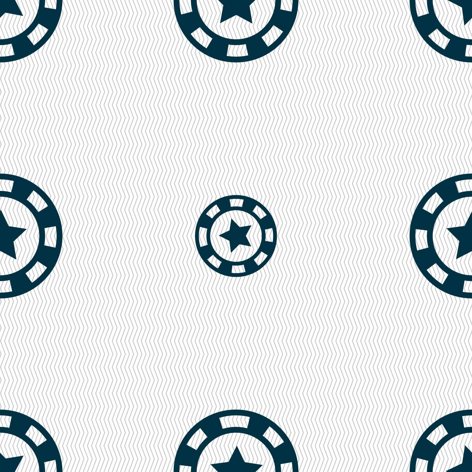 Gambling chips icon sign. Seamless pattern with geometric texture. Vector illustration
