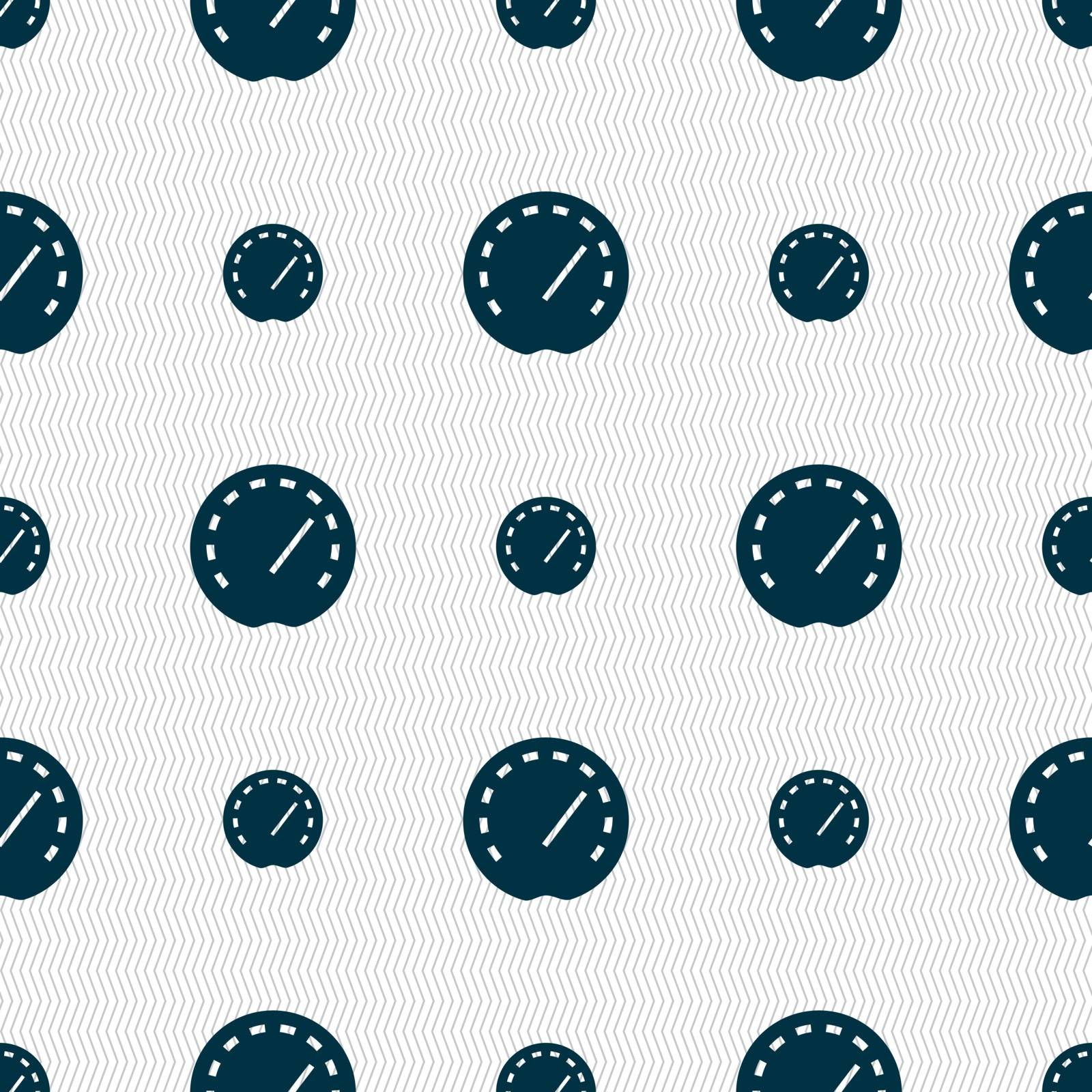 speedometer Icon sign. Seamless pattern with geometric texture. Vector illustration