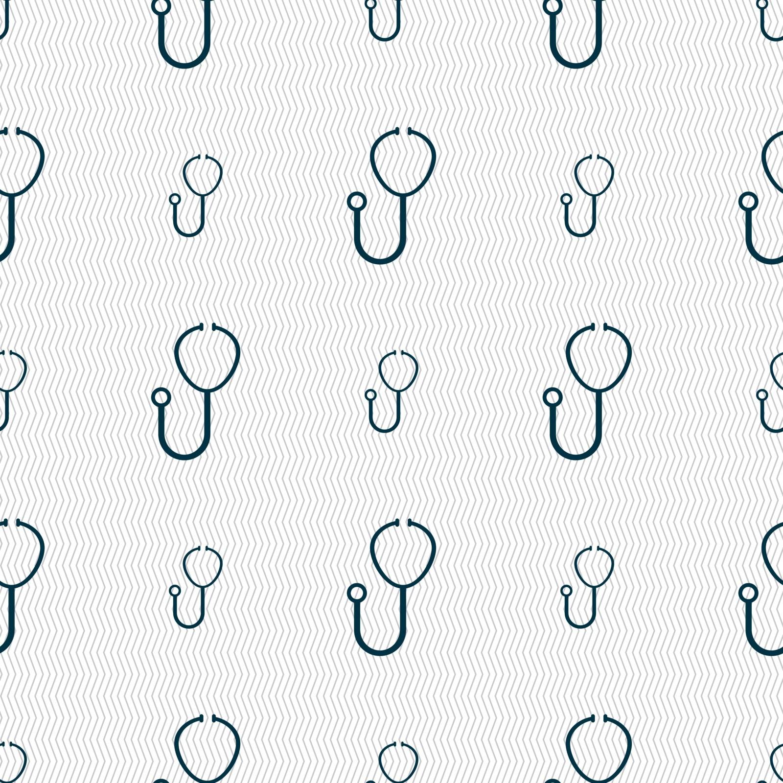 Stethoscope Icon sign. Seamless pattern with geometric texture. Vector by serhii_lohvyniuk