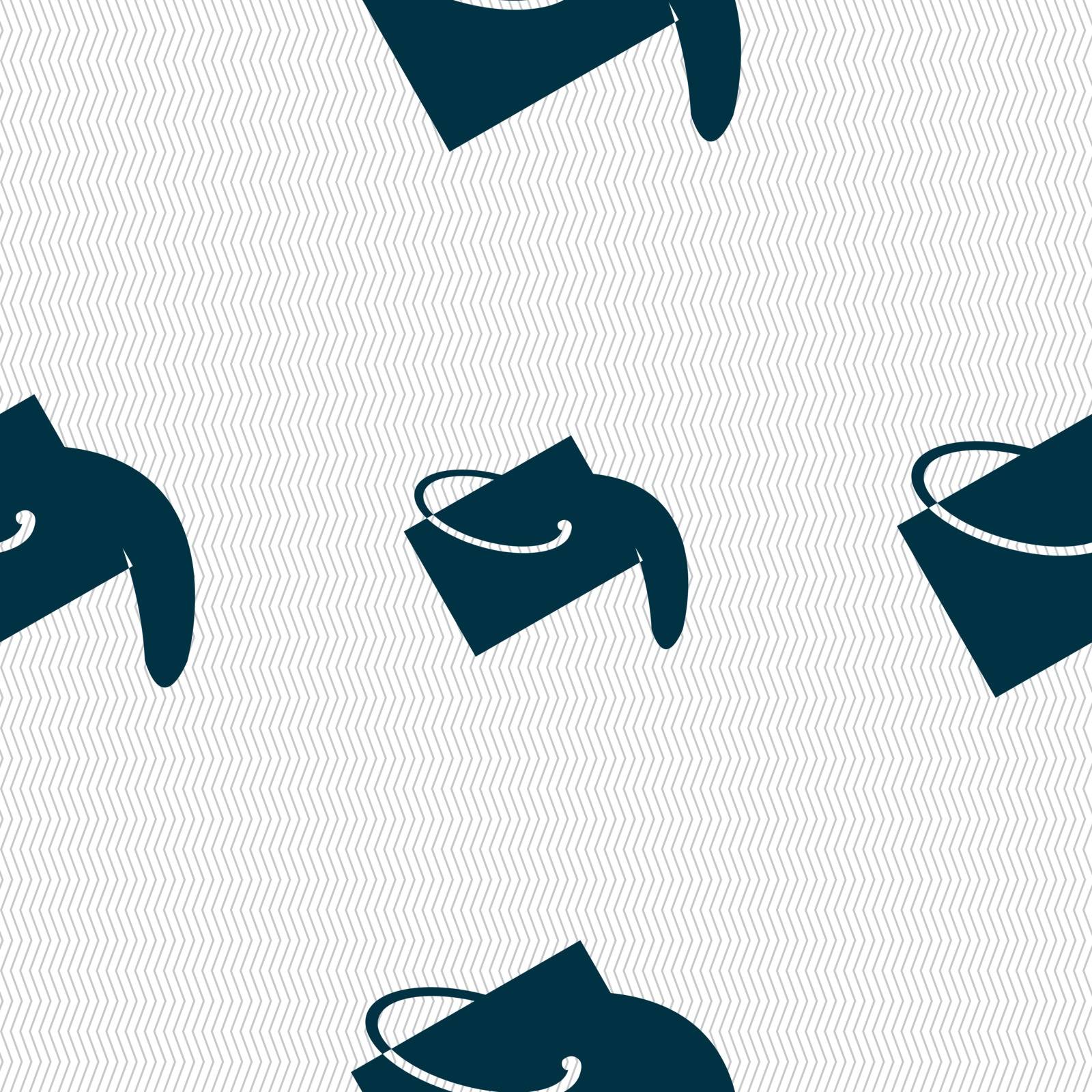 Paint bucket icon sign. Seamless pattern with geometric texture. Vector illustration