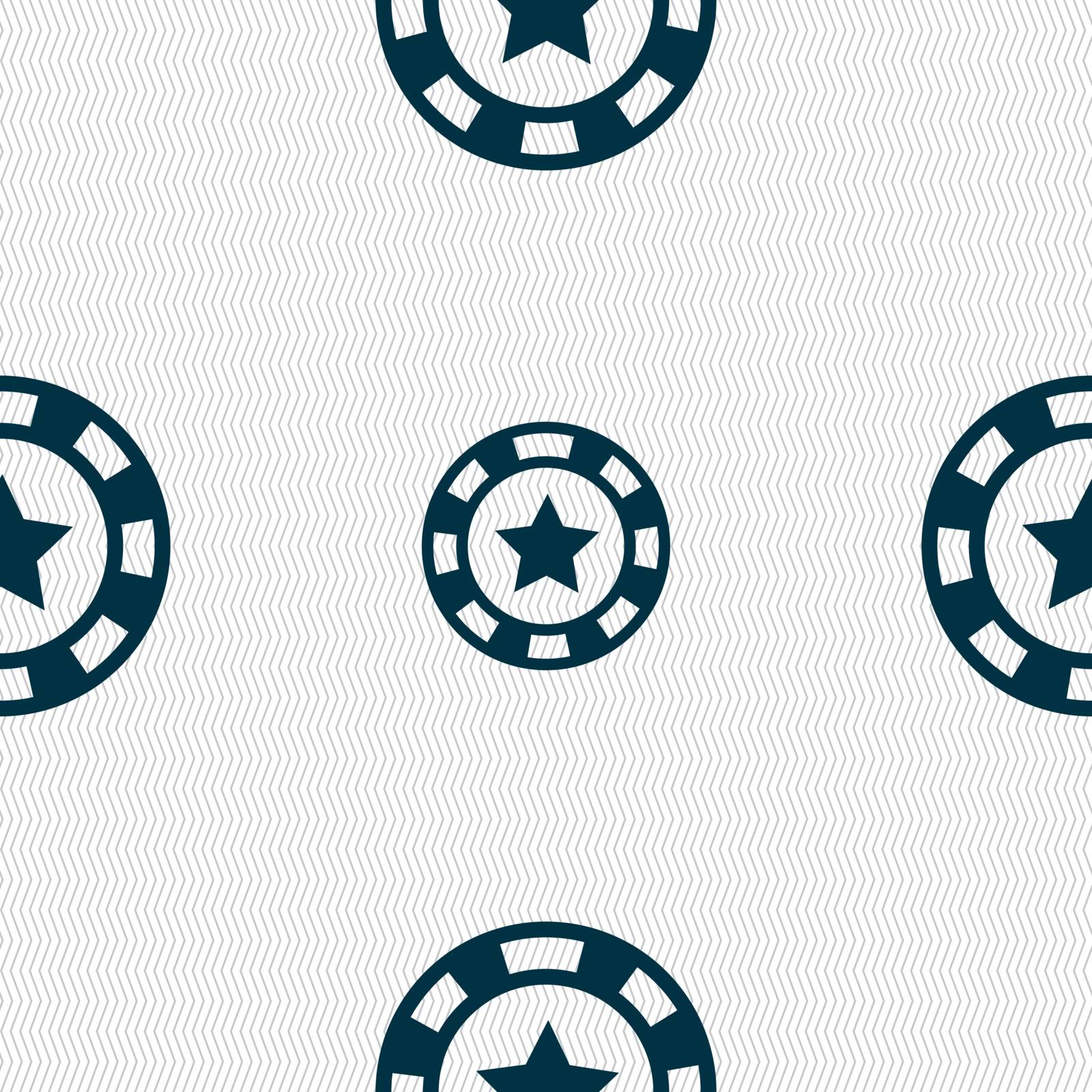 Gambling chips icon sign. Seamless pattern with geometric texture. Vector illustration