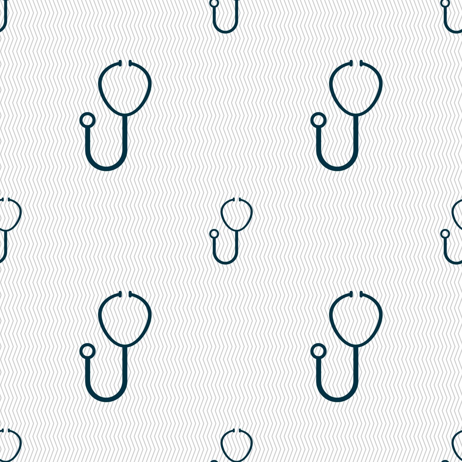 Stethoscope Icon sign. Seamless pattern with geometric texture. Vector illustration