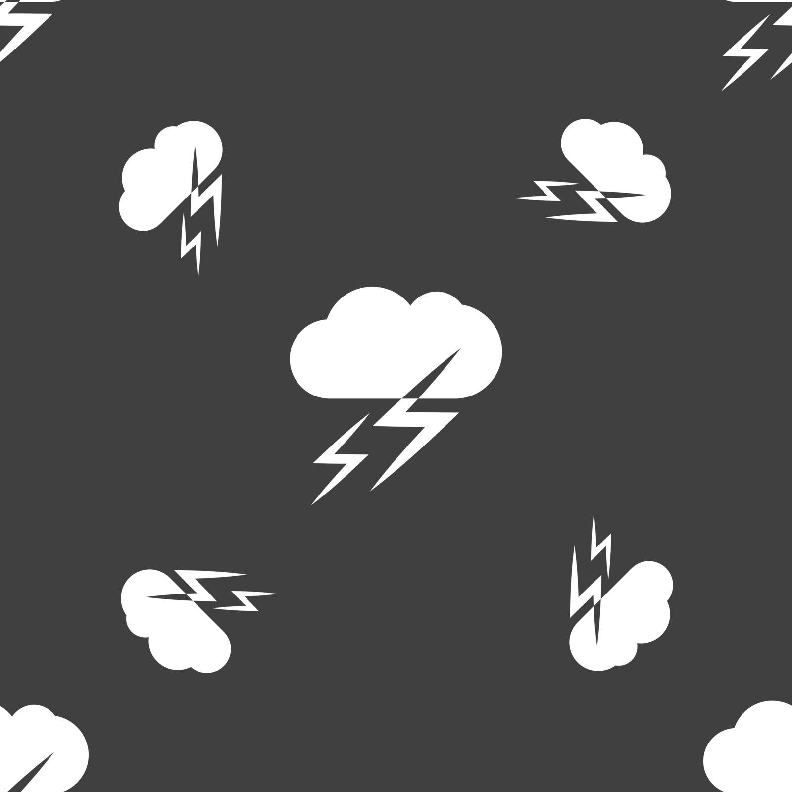 Weather icon sign. Seamless pattern on a gray background. Vector illustration