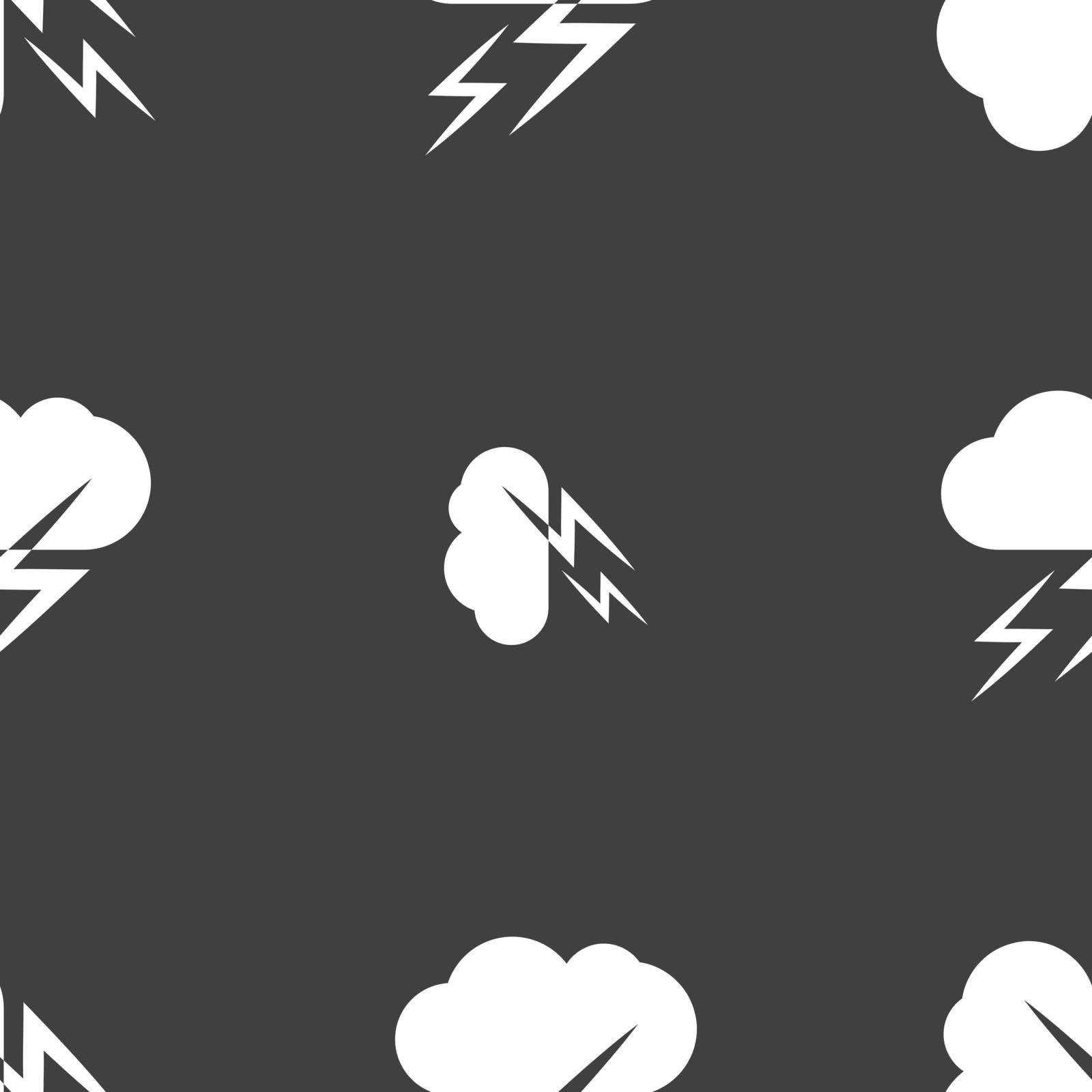 Weather icon sign. Seamless pattern on a gray background. Vector illustration