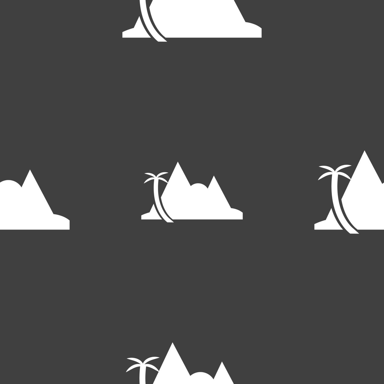 Mirage icon sign. Seamless pattern on a gray background. Vector by serhii_lohvyniuk