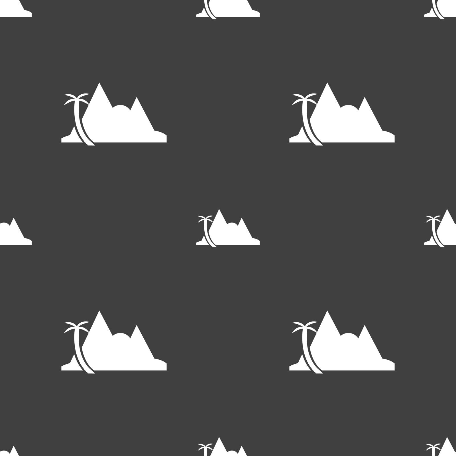 Mirage icon sign. Seamless pattern on a gray background. Vector by serhii_lohvyniuk
