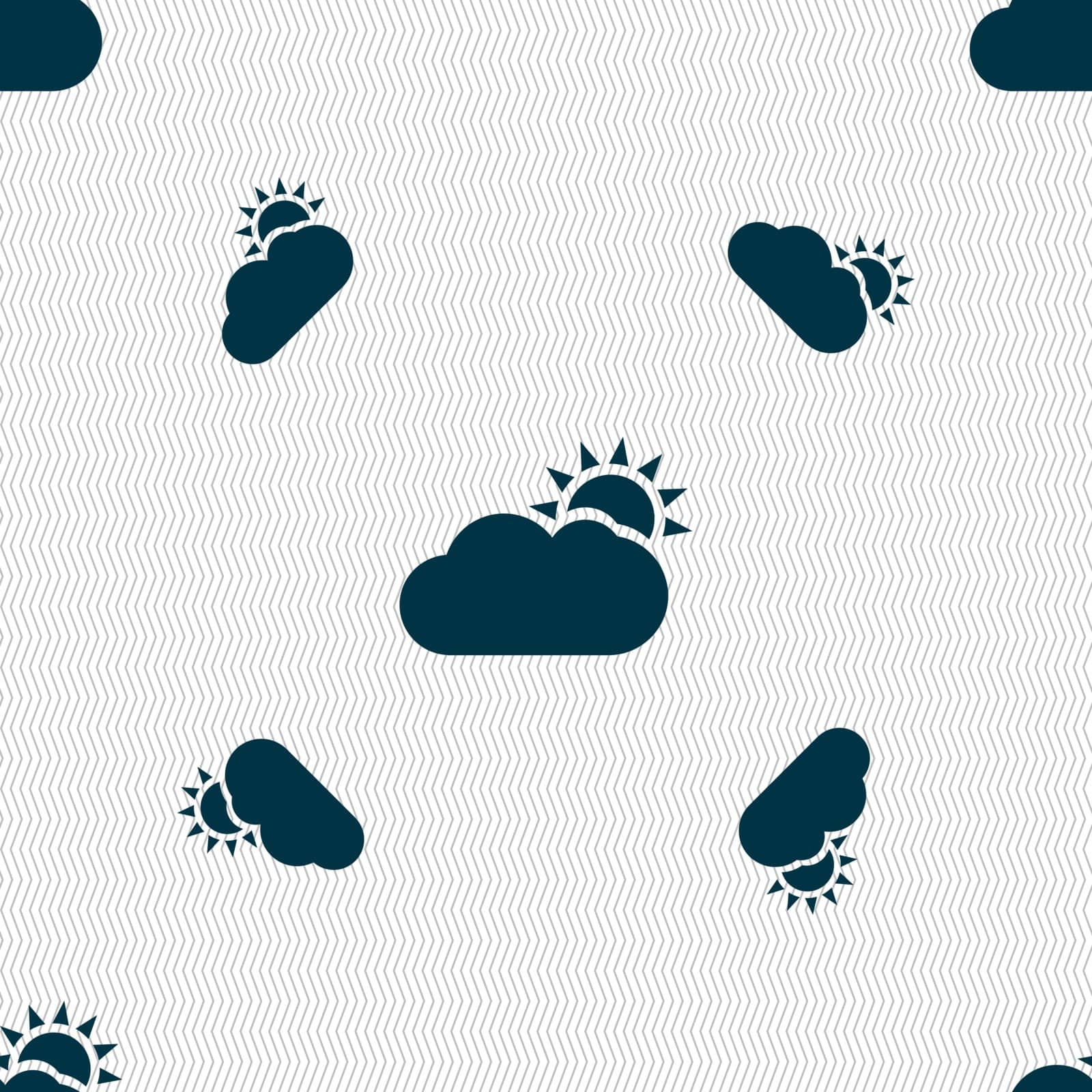 Partly Cloudy icon sign. Seamless pattern with geometric texture. Vector by serhii_lohvyniuk
