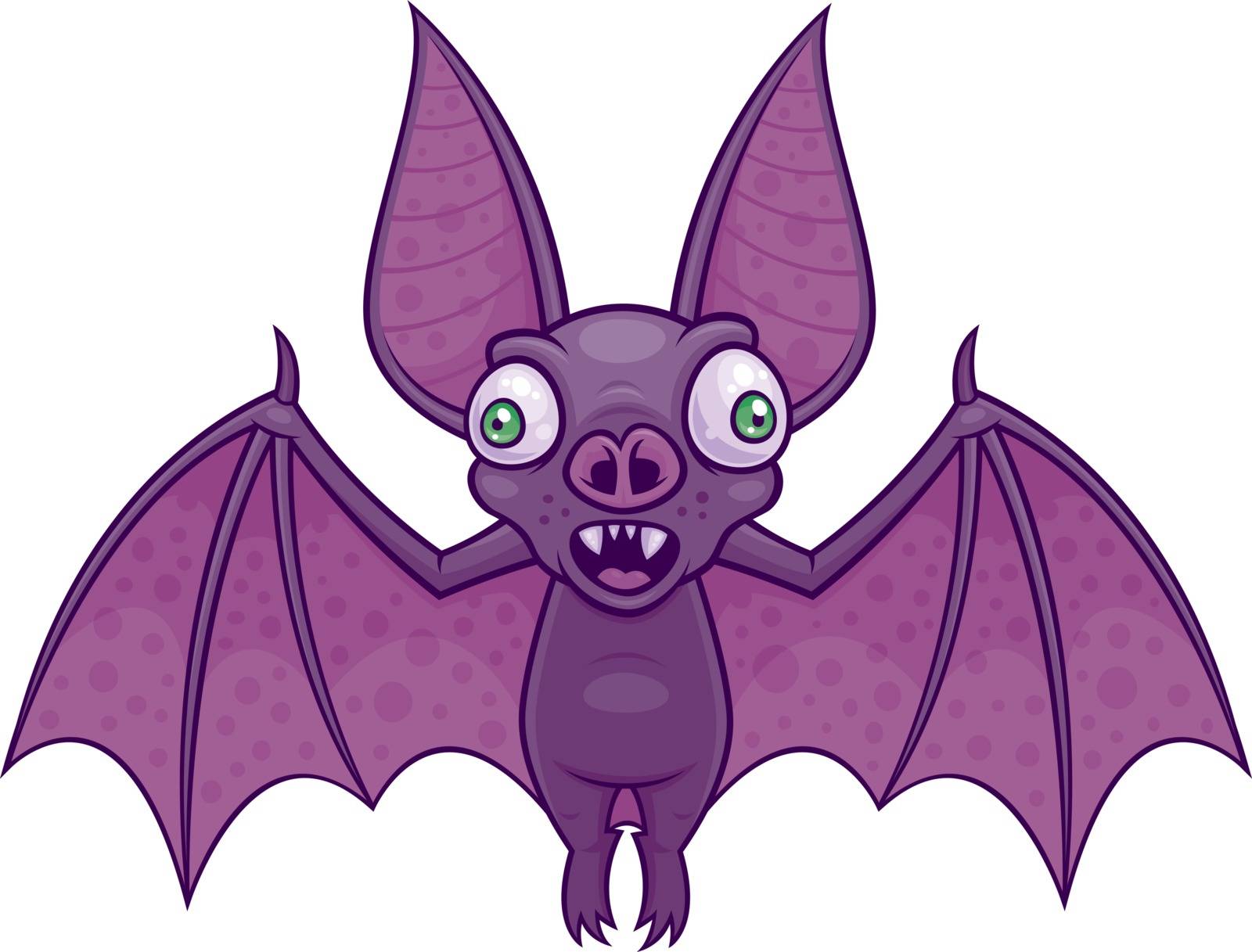 Vector cartoon illustration of a wacky vampire bat.