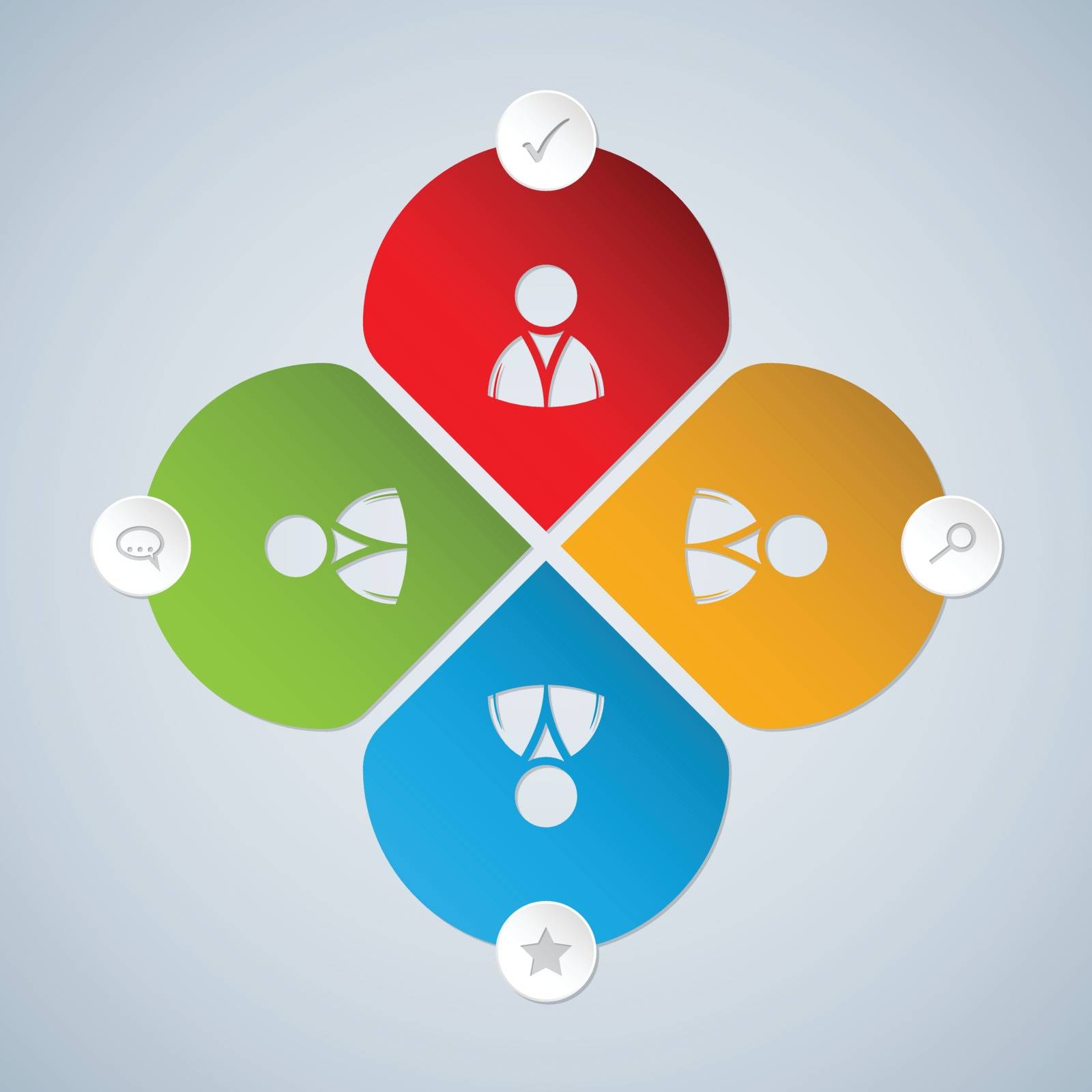 Basic social networking options icon set with person symbol