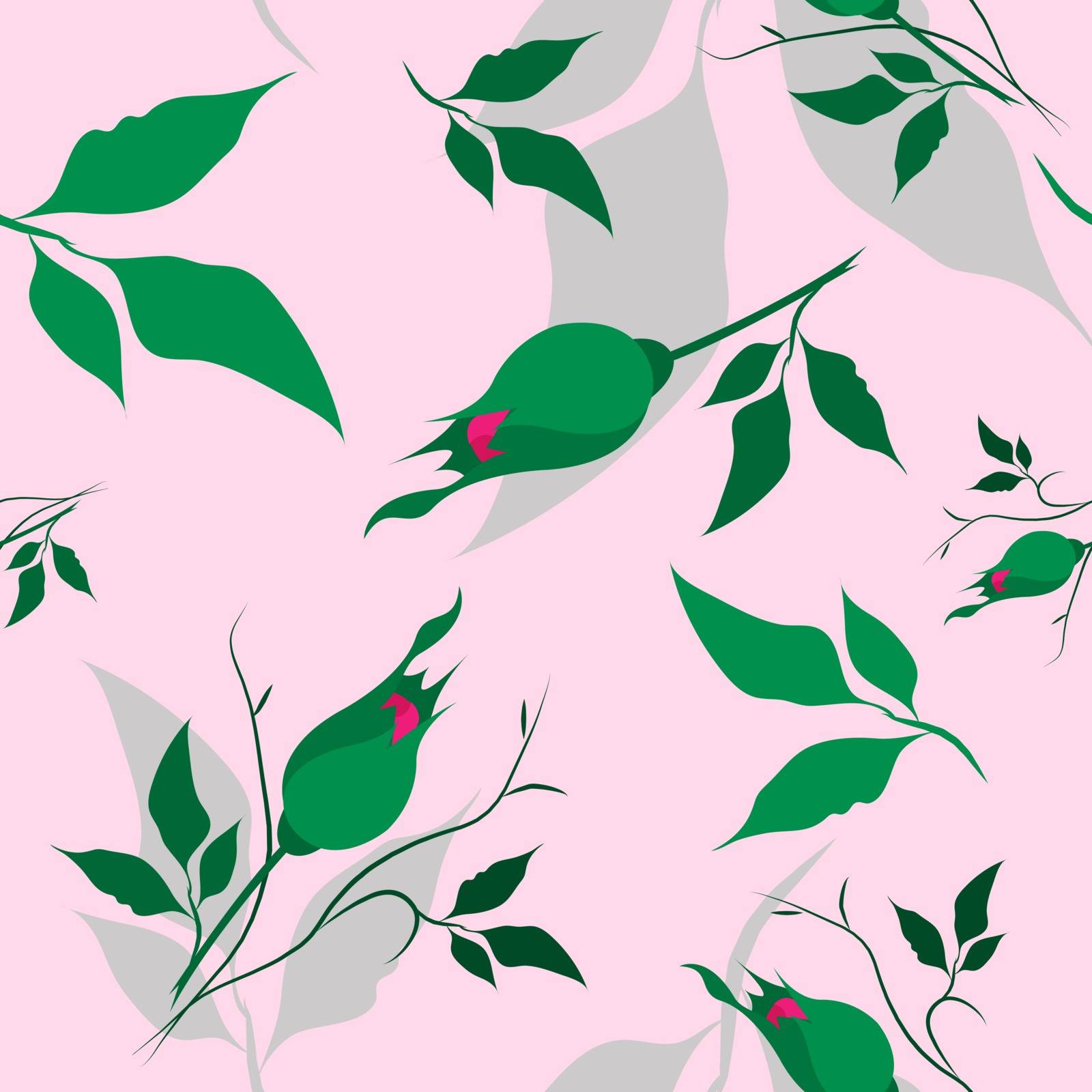 seamless floral vector pattern with roses, leaves, petals. Eps10 illustration