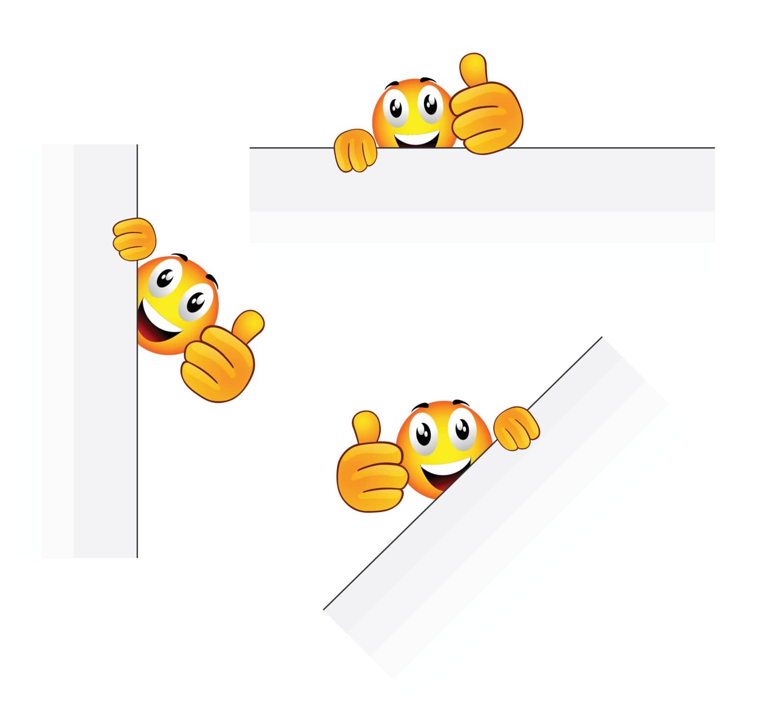 Set of three vector cartoon character for like thumb