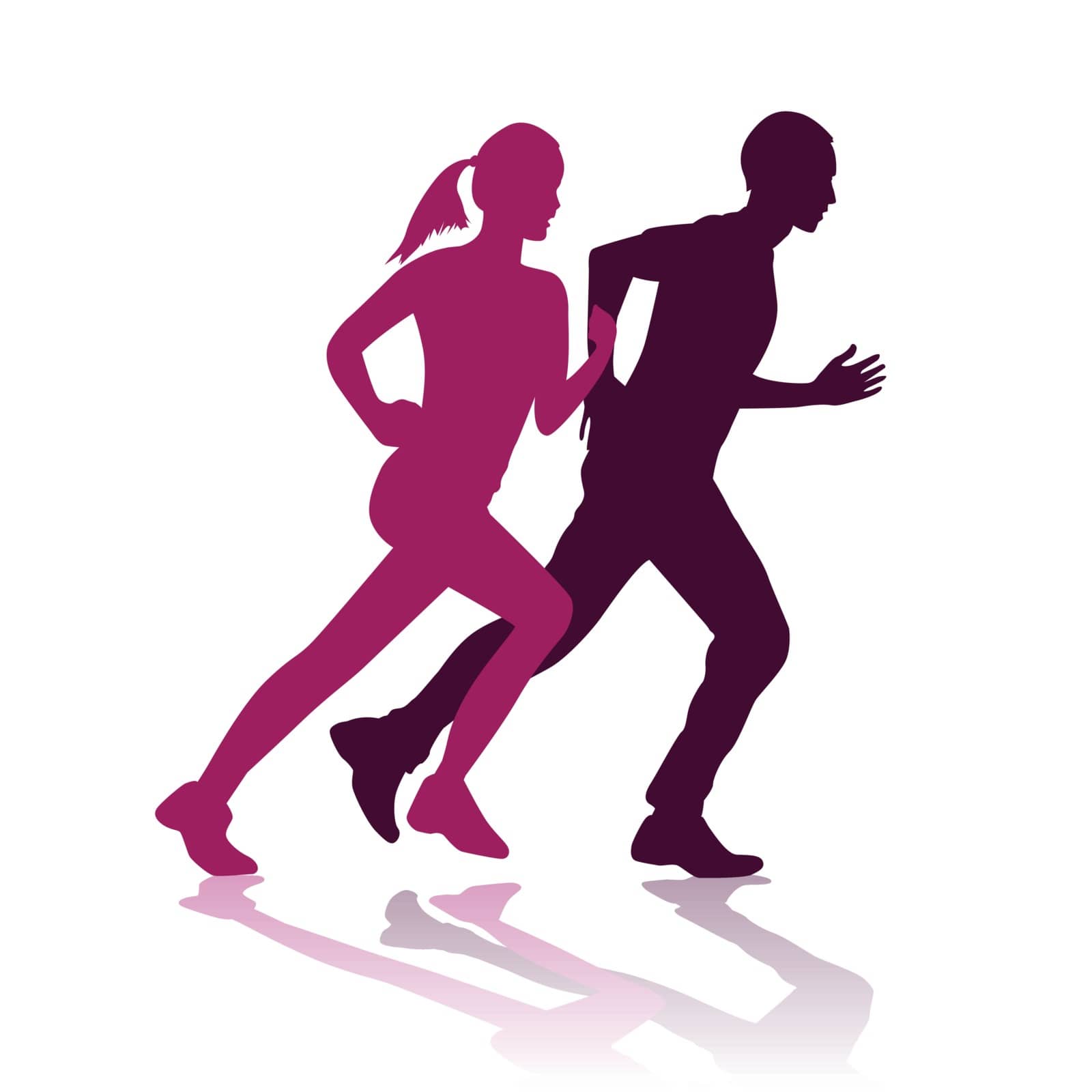 illustration of man and woman running silhouette