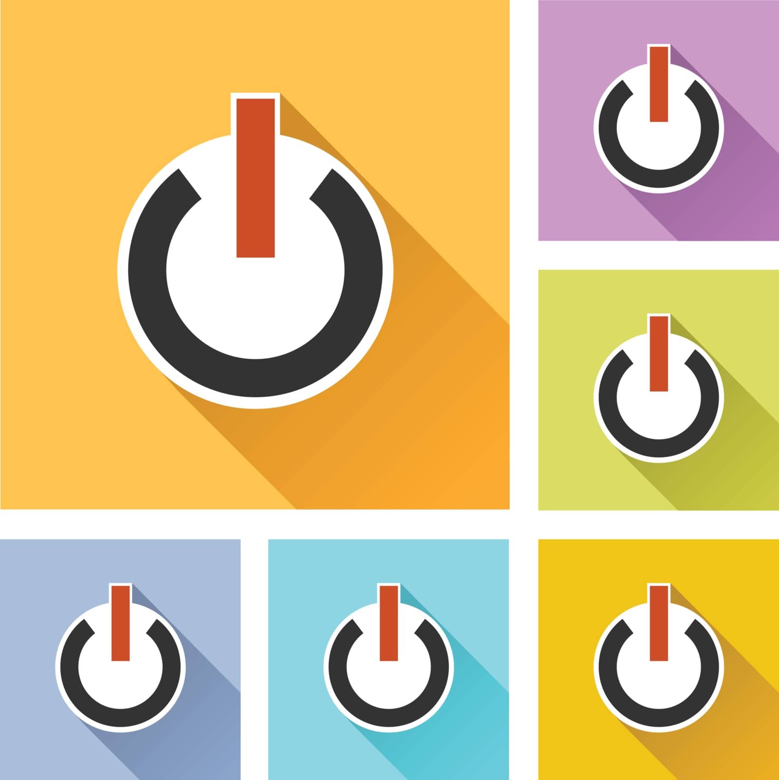 Illustration of colorful set of power icons