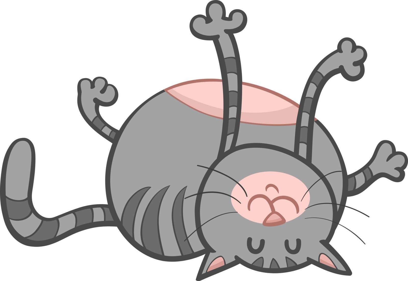 Cartoon Illustration of Happy Cat Animal Character