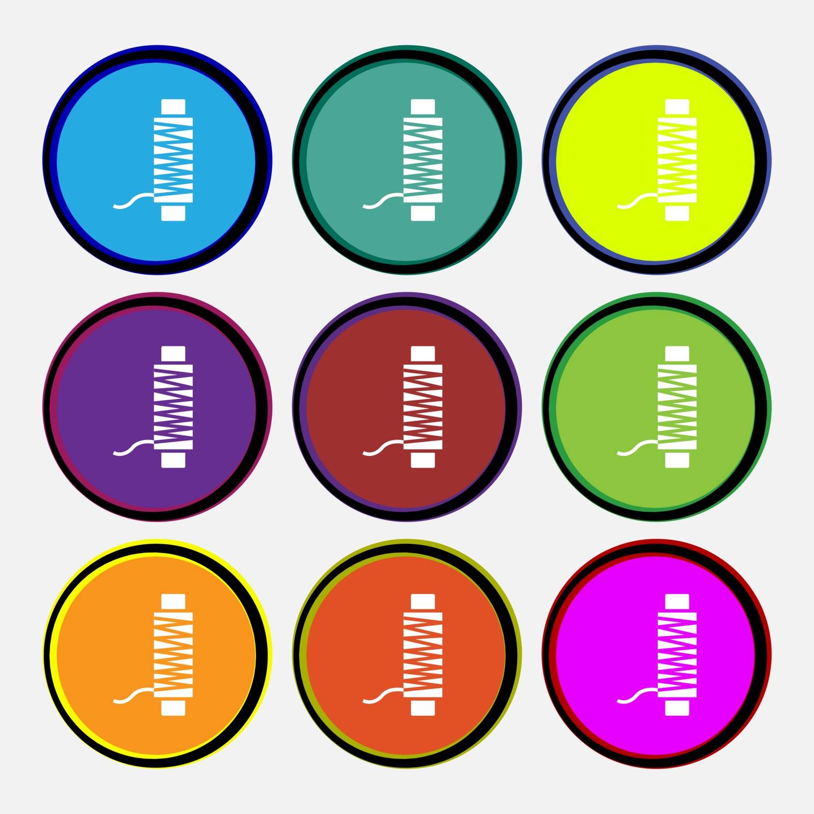 Thread Icon sign. Nine multi colored round buttons. Vector by serhii_lohvyniuk