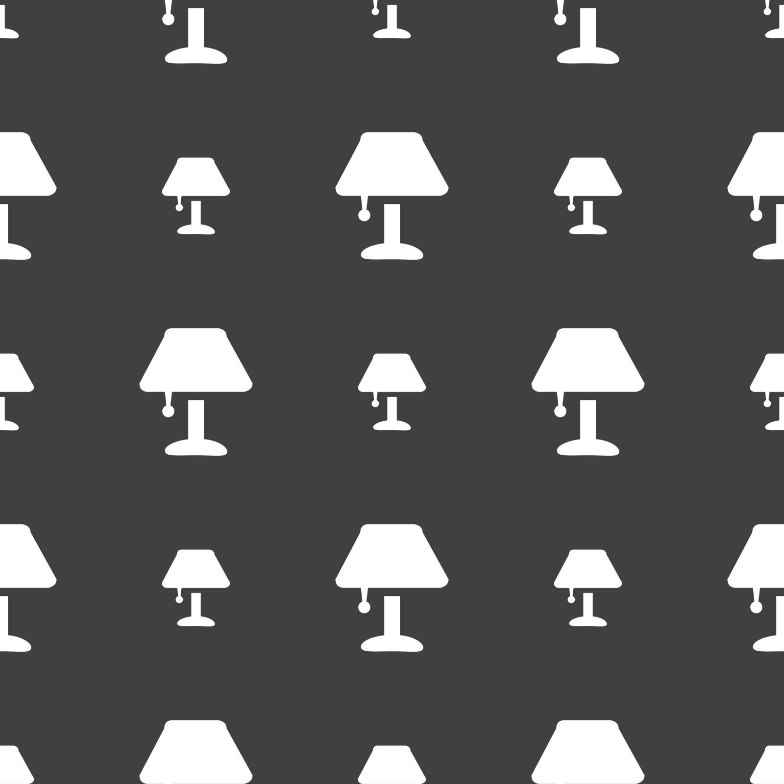Table lamp Icon sign. Seamless pattern on a gray background. Vector by serhii_lohvyniuk