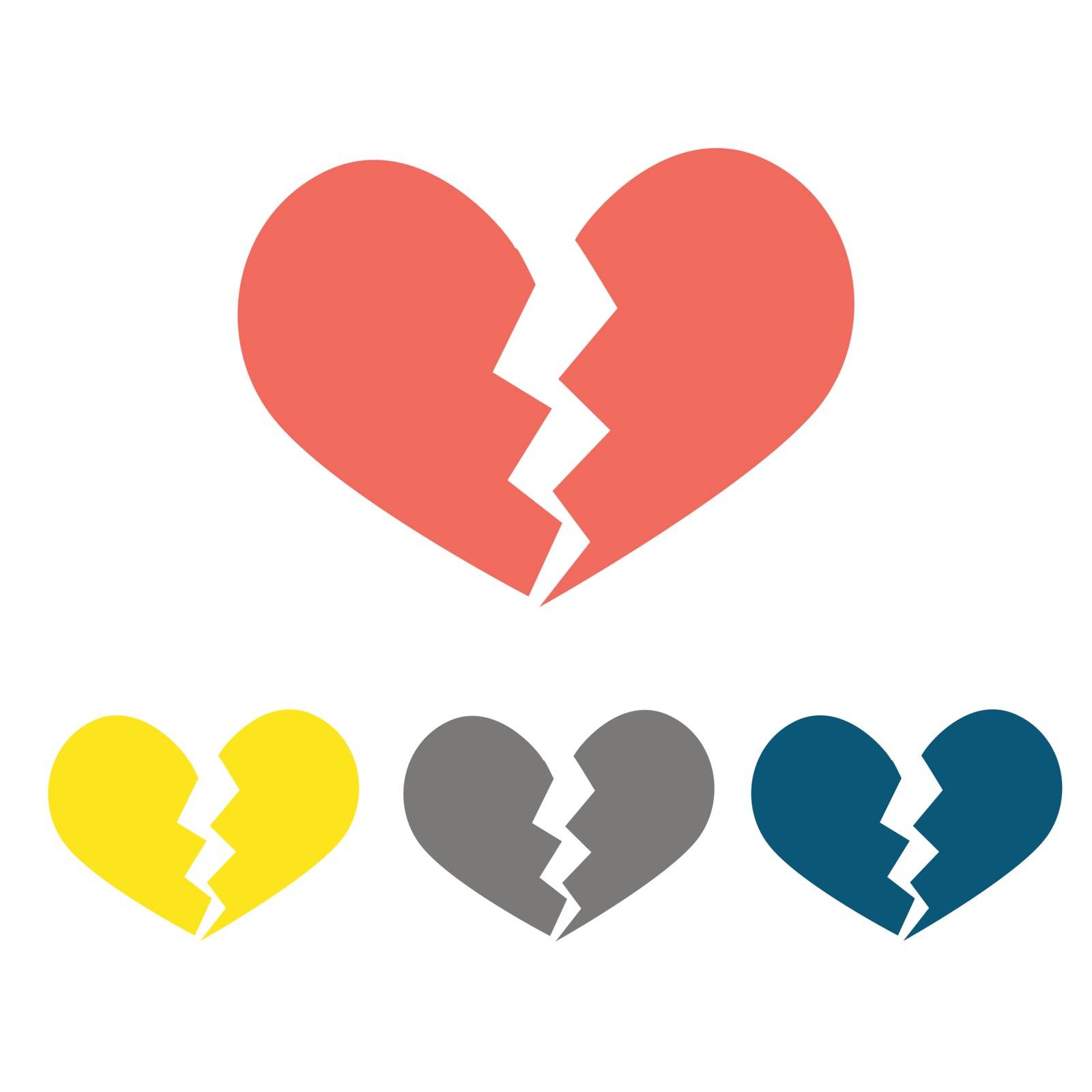 Heartbreak / broken heart or divorce flat icon for apps and websites