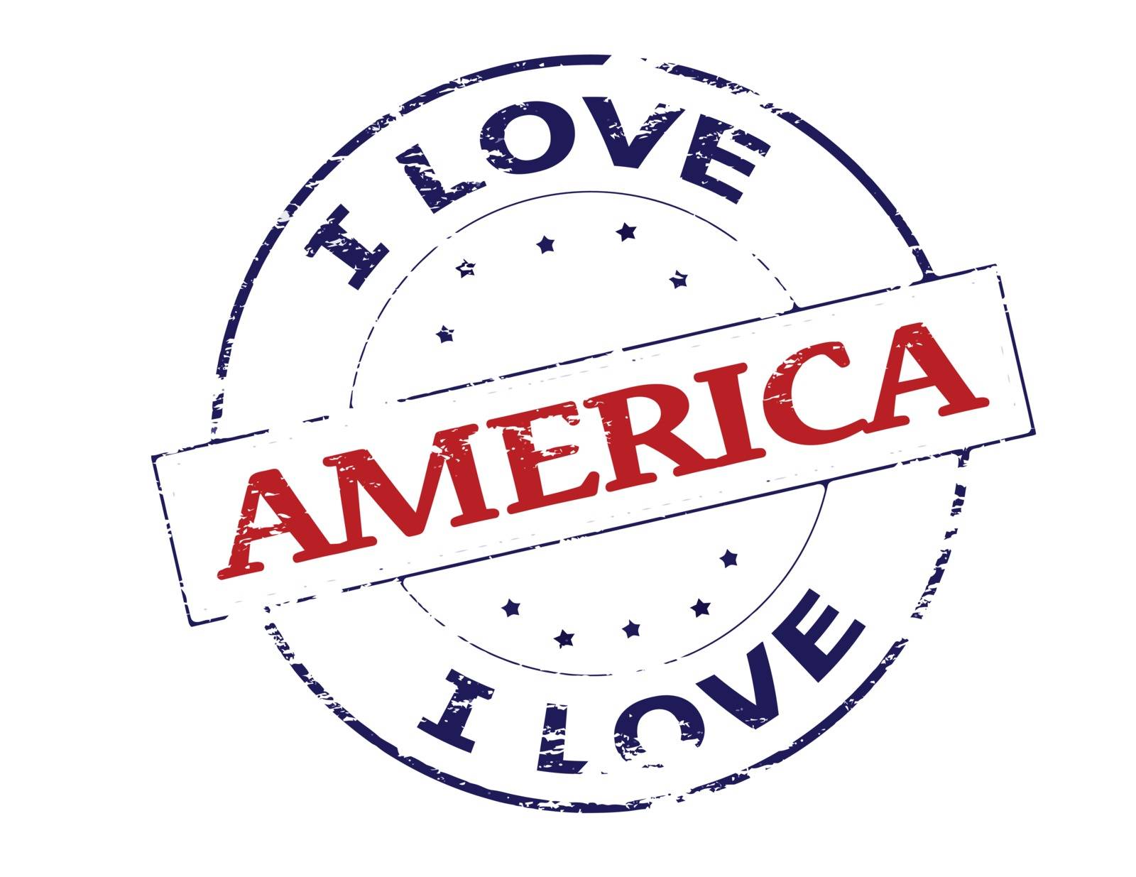 Rubber stamp with text i love America inside, vector illustration