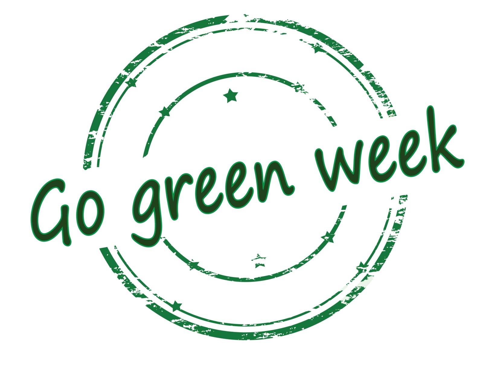 Rubber stamp with text go green week inside, vector illustration