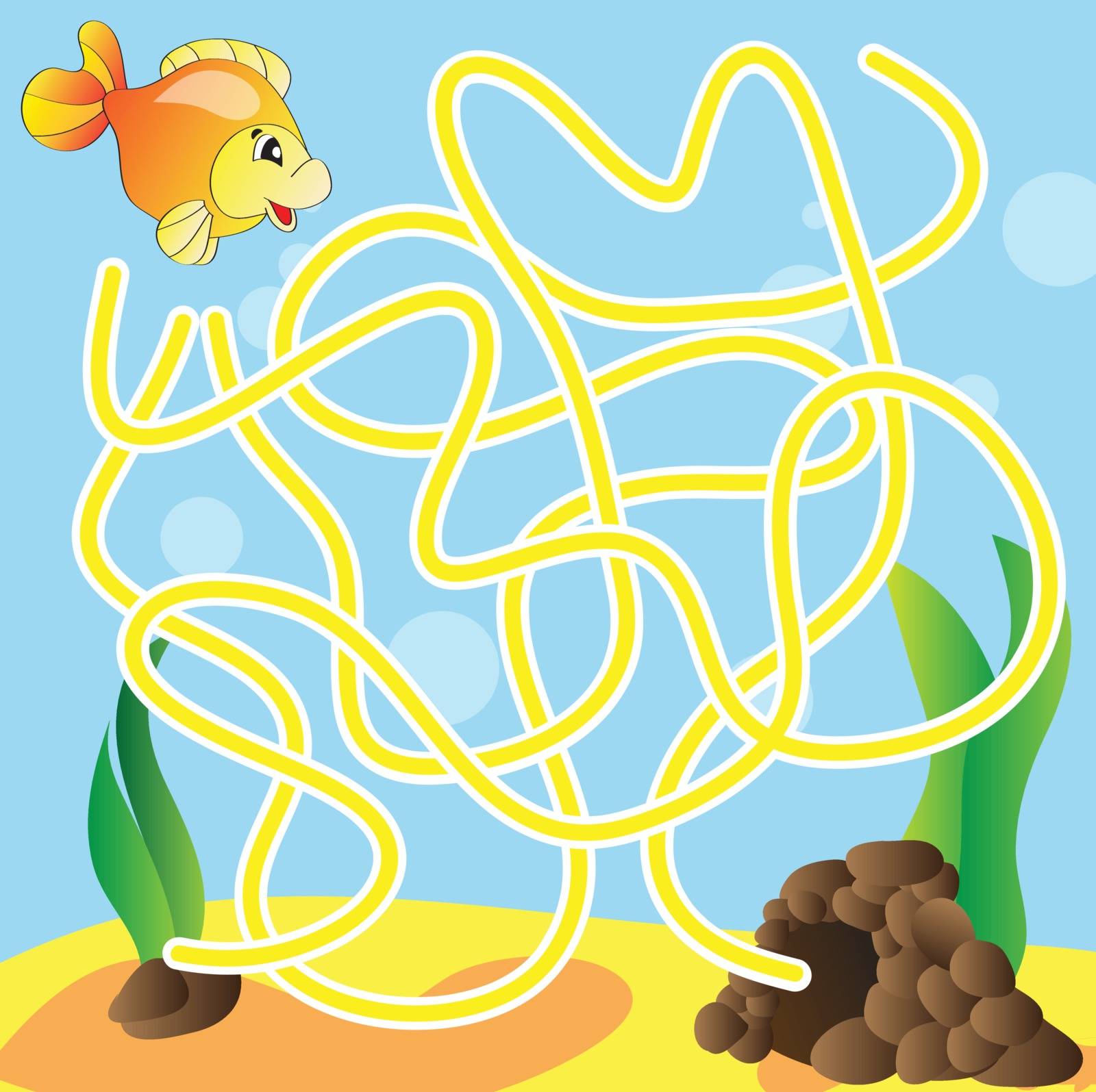 Vector puzzle for kids  - the marine life