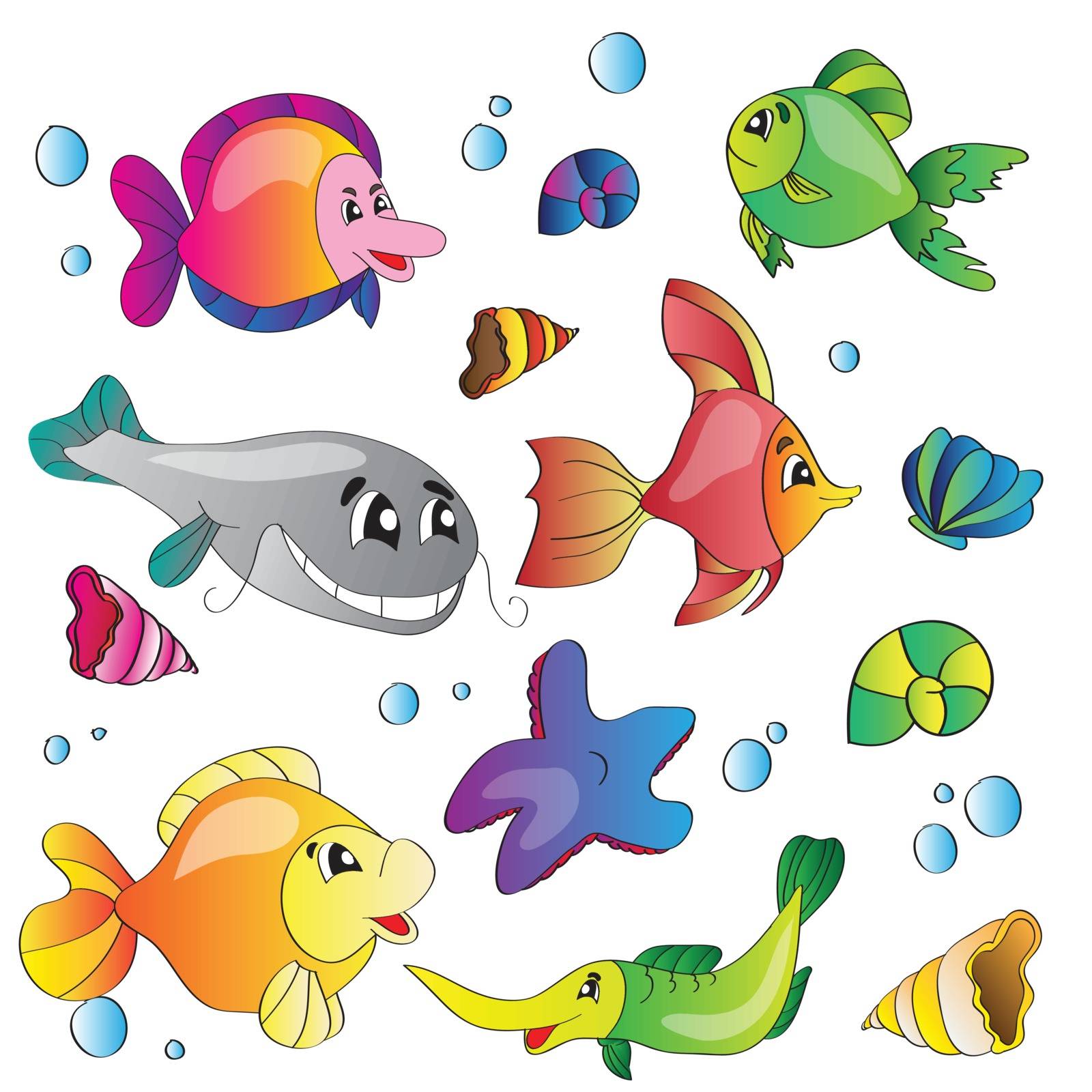 Vector set of images the marine life by natali_brill