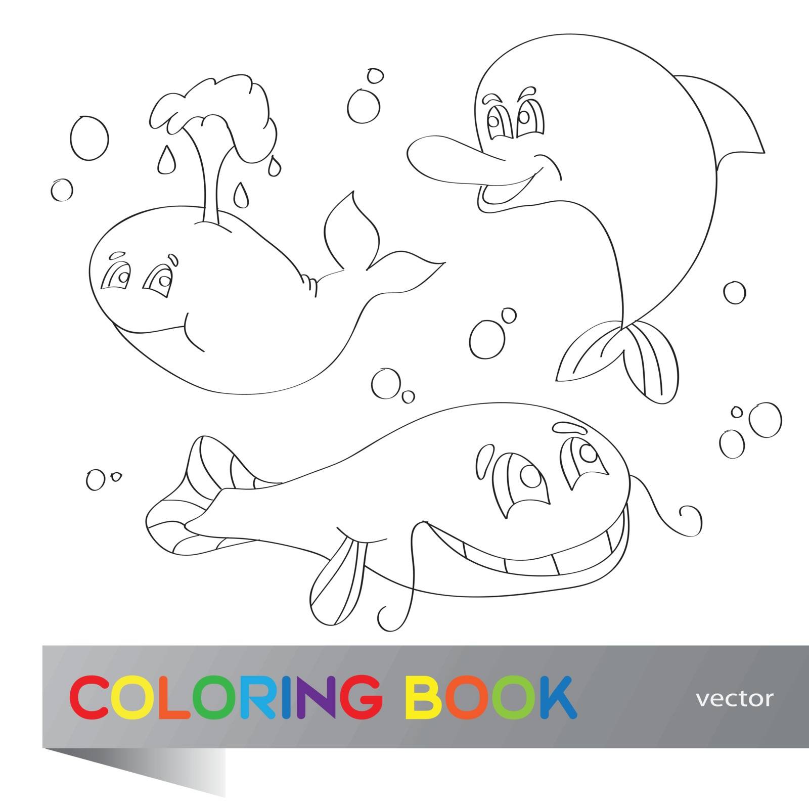 Coloring book - set of images of the marine life