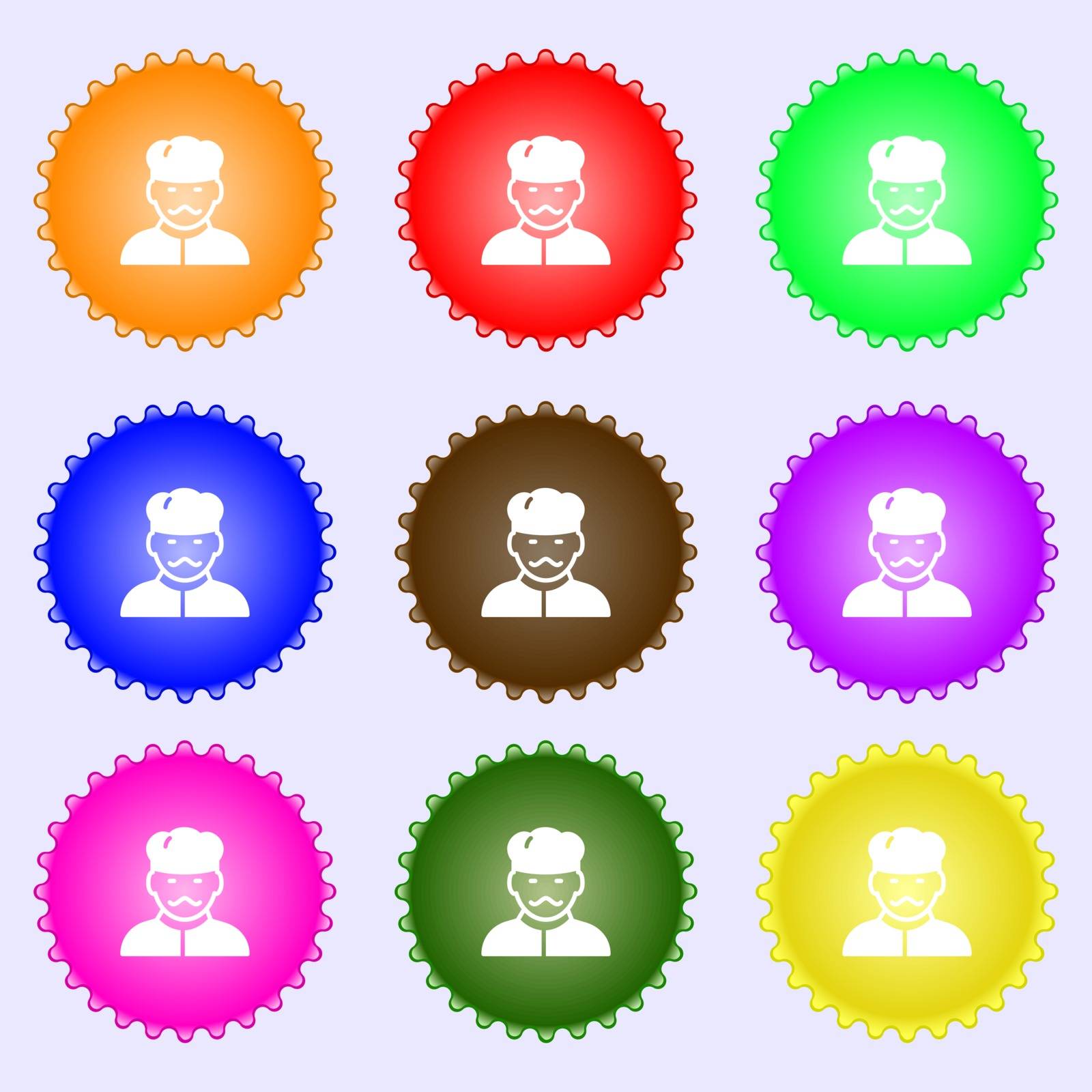 Cook icon sign. Big set of colorful, diverse, high-quality buttons. Vector by serhii_lohvyniuk